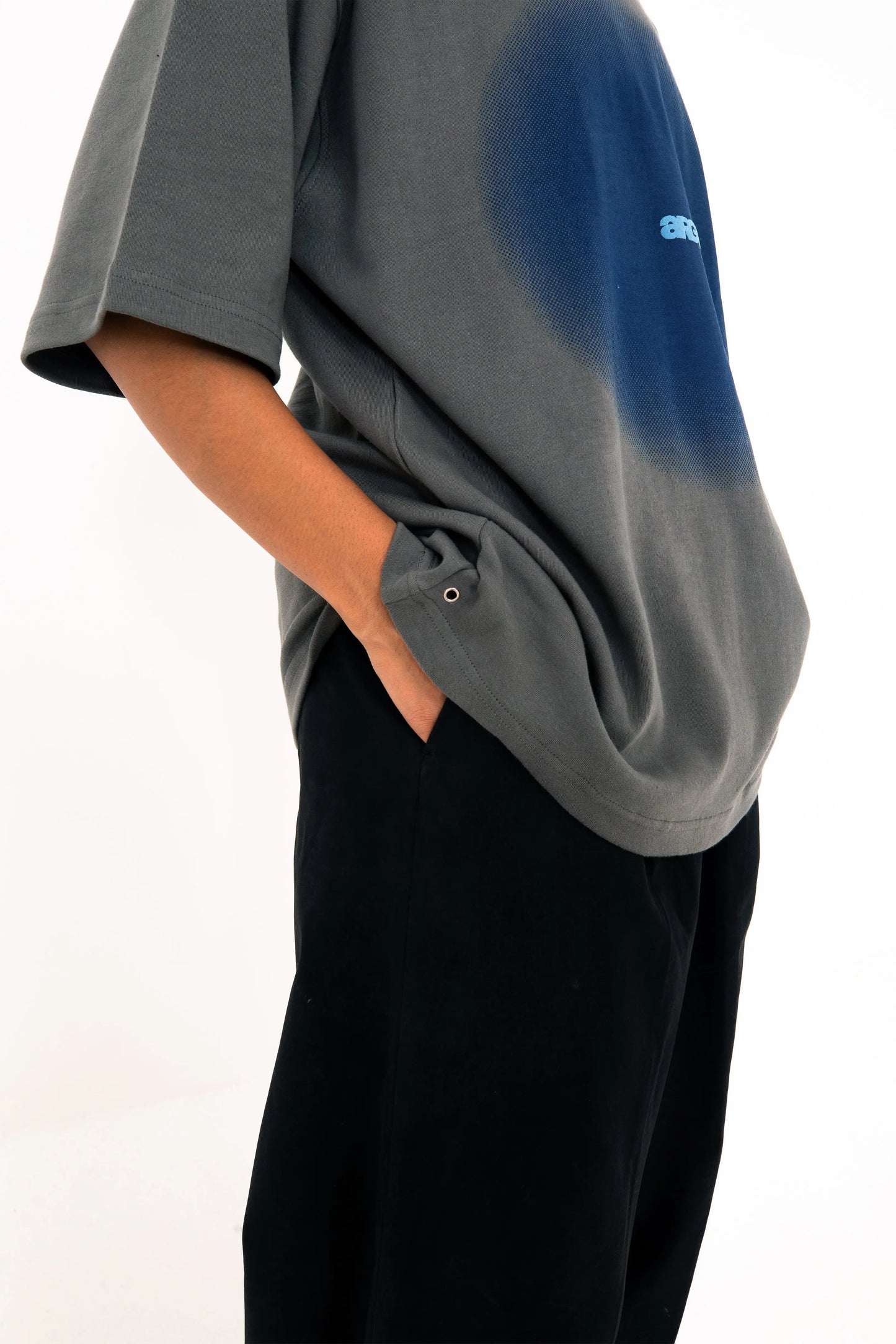 Grey oversized printed T shirt