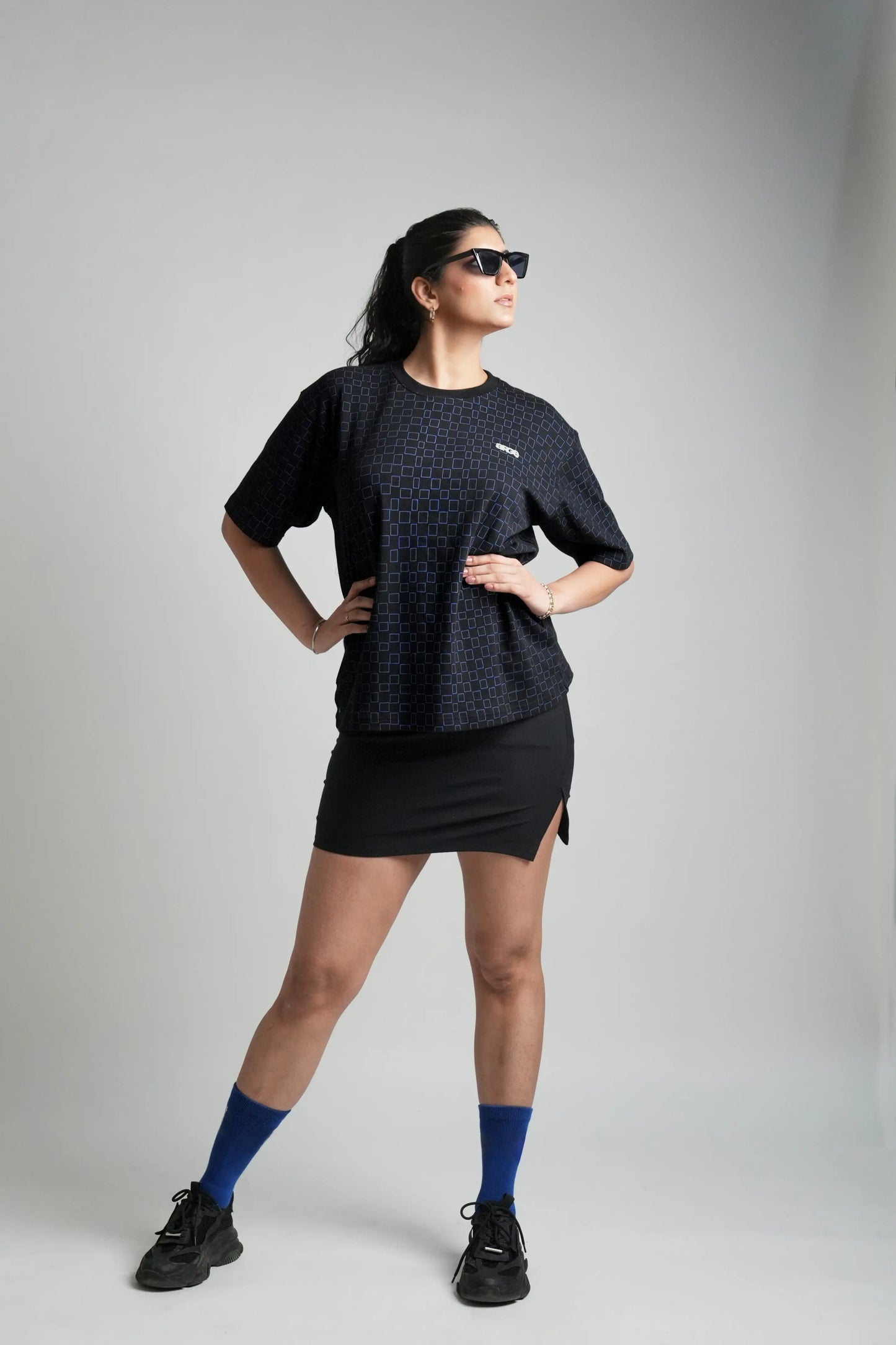 Black oversized printed T shirt