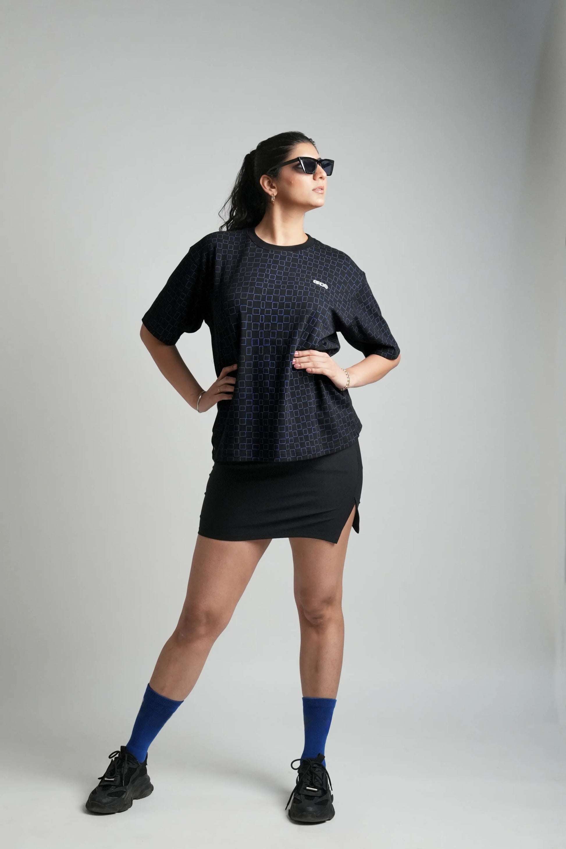 Black oversized printed T shirt