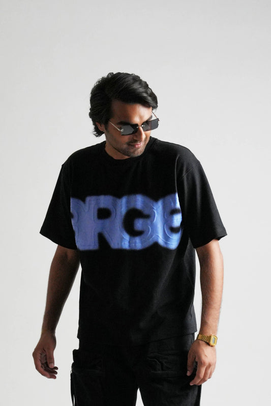 Black oversized printed T shirt
