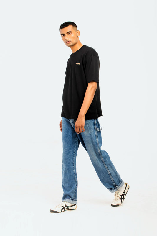 Black oversized printed T shirt