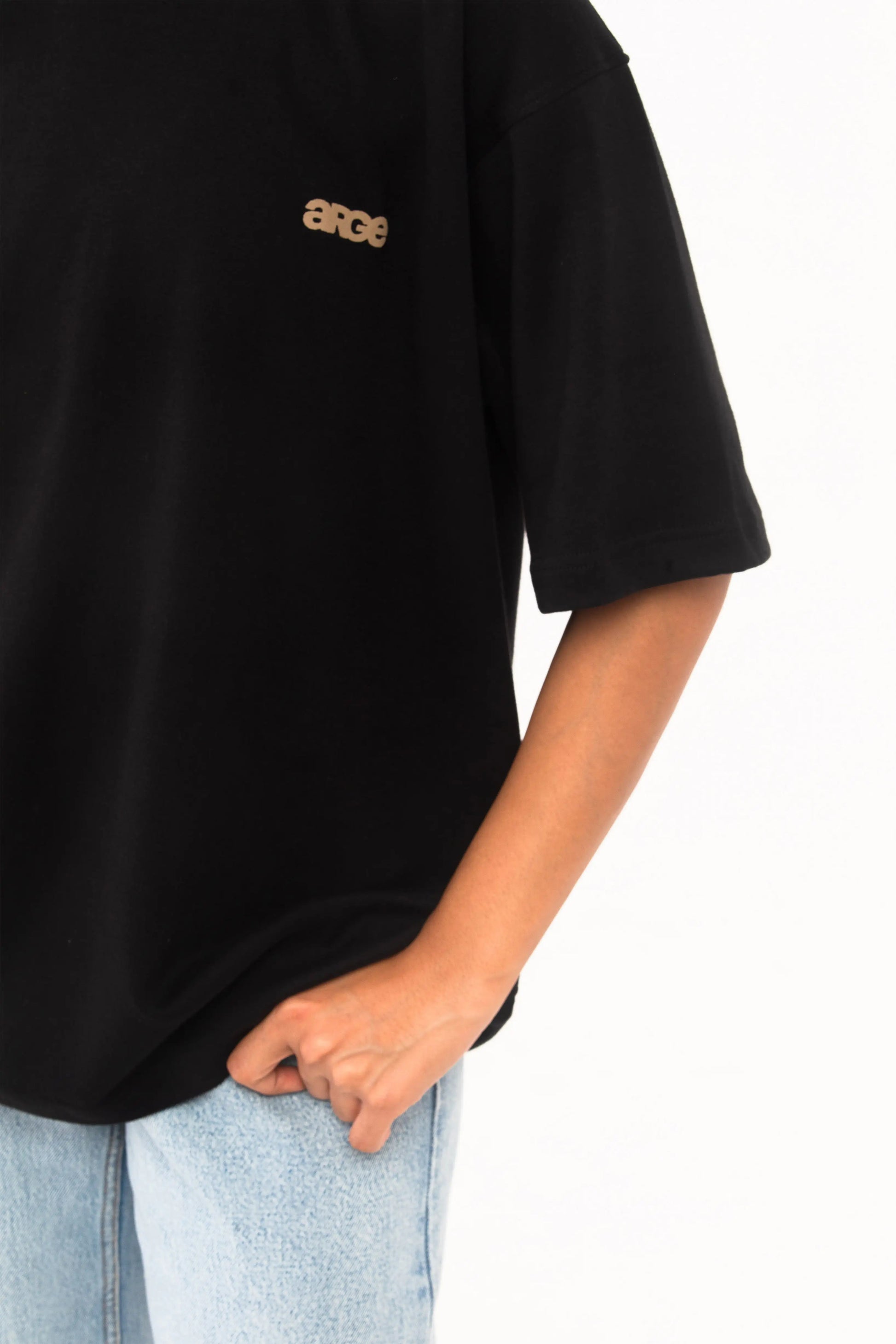 Black oversized printed T shirt