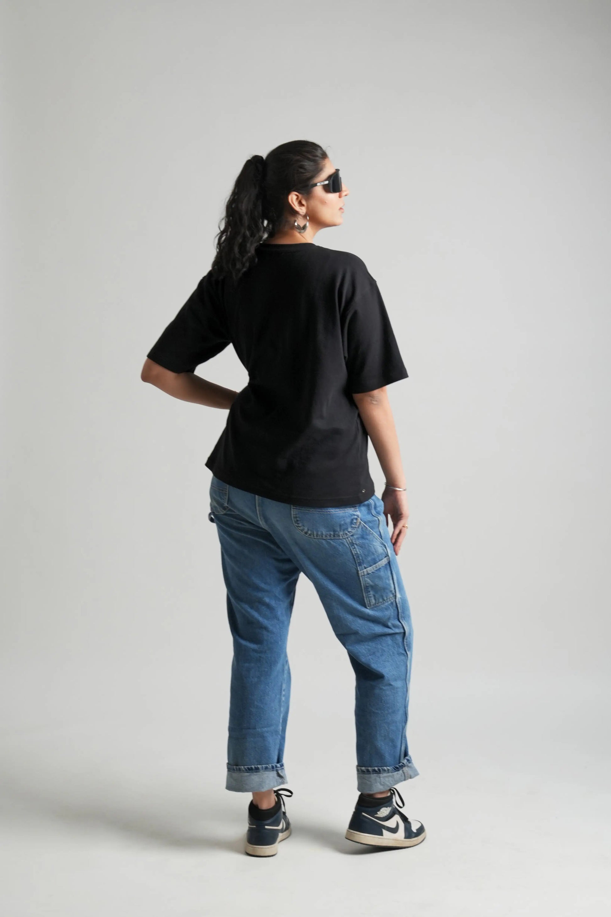 Black oversized printed T shirt