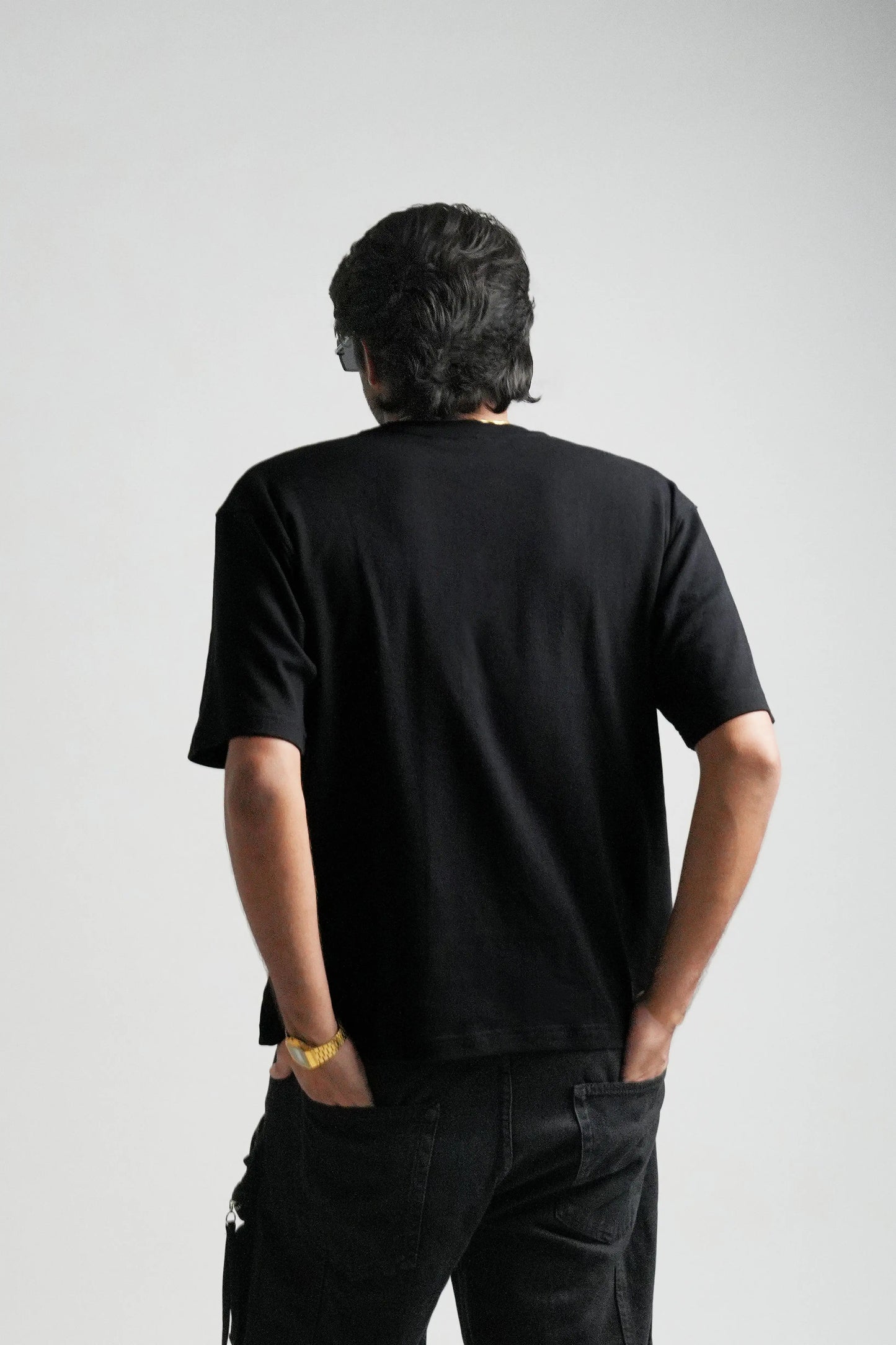 Black oversized printed T shirt