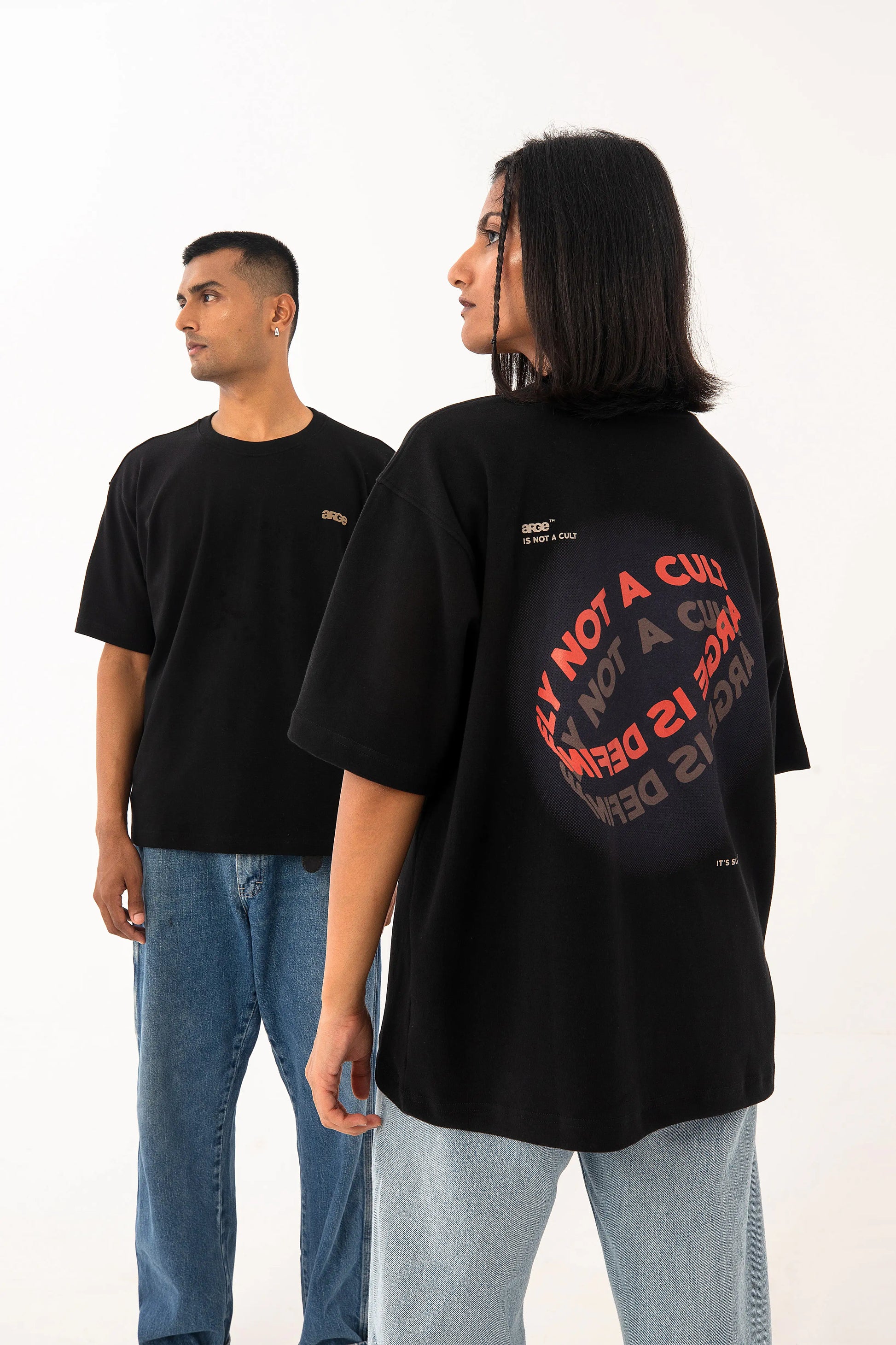 Black oversized printed T shirt