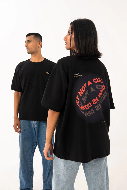 Black oversized printed T shirt