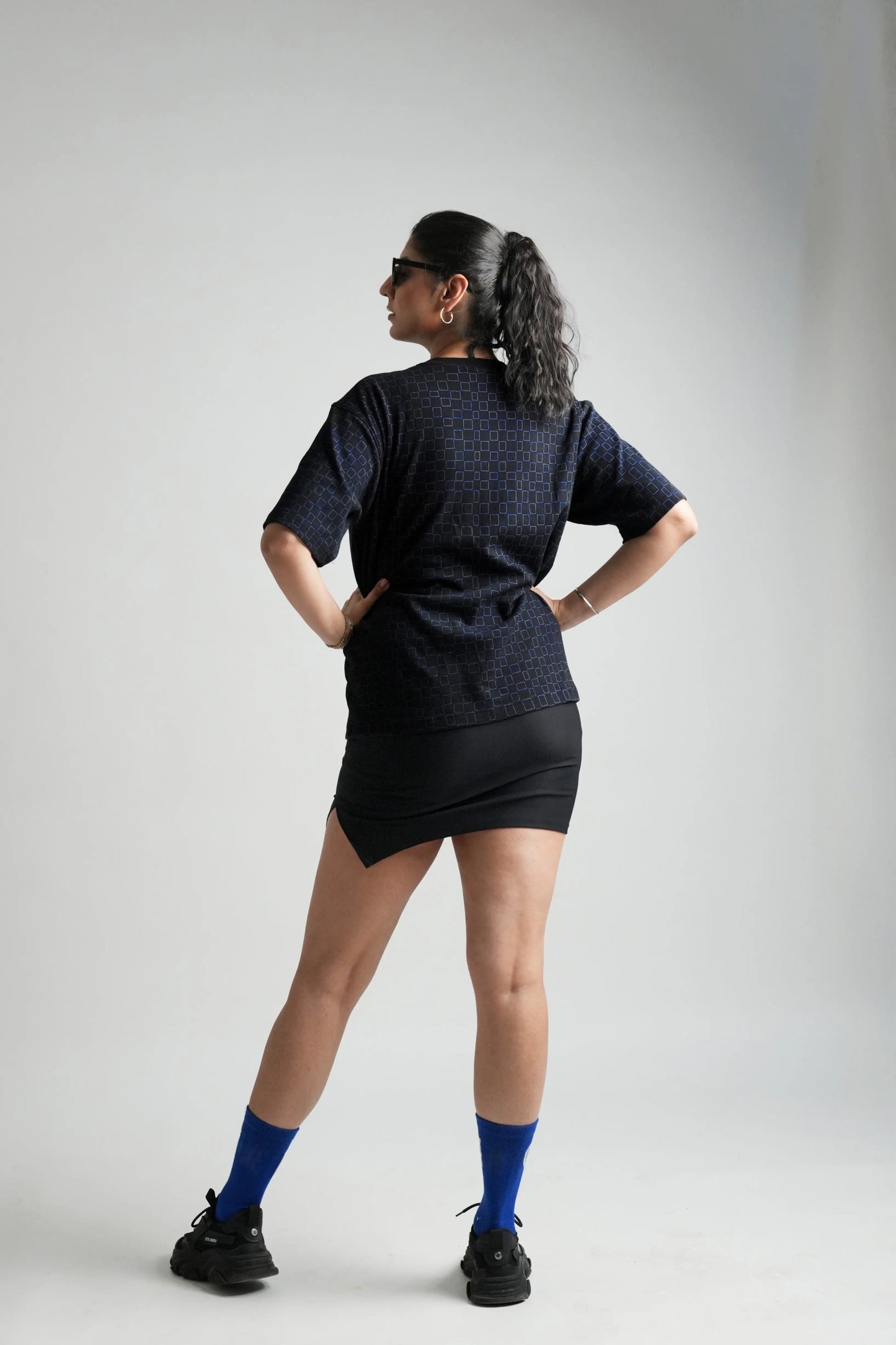 Black oversized printed T shirt