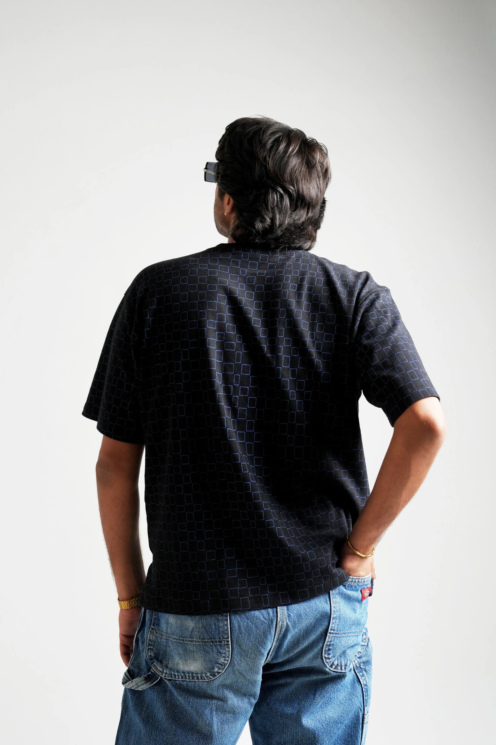 Black oversized printed T shirt