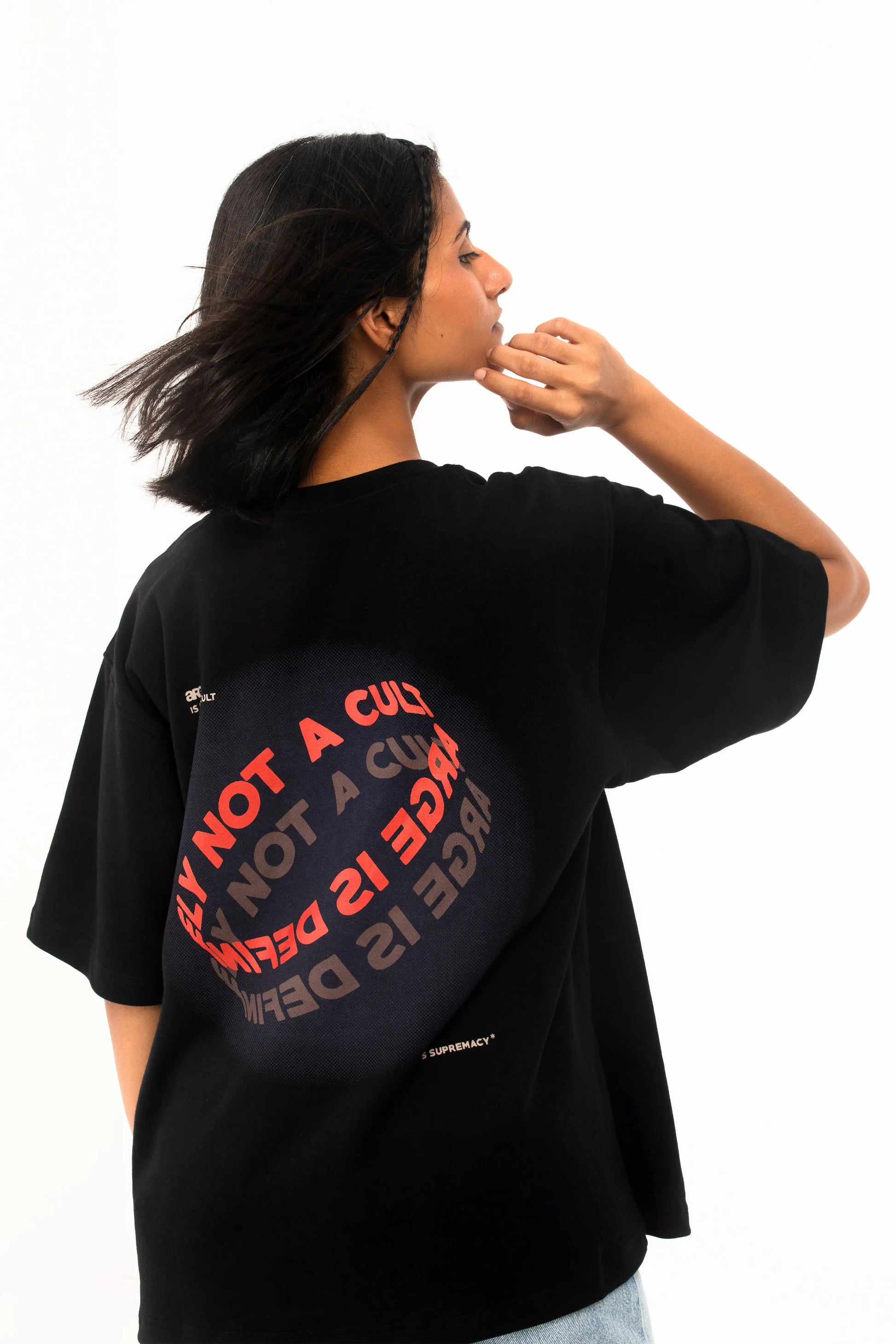 Black oversized printed T shirt