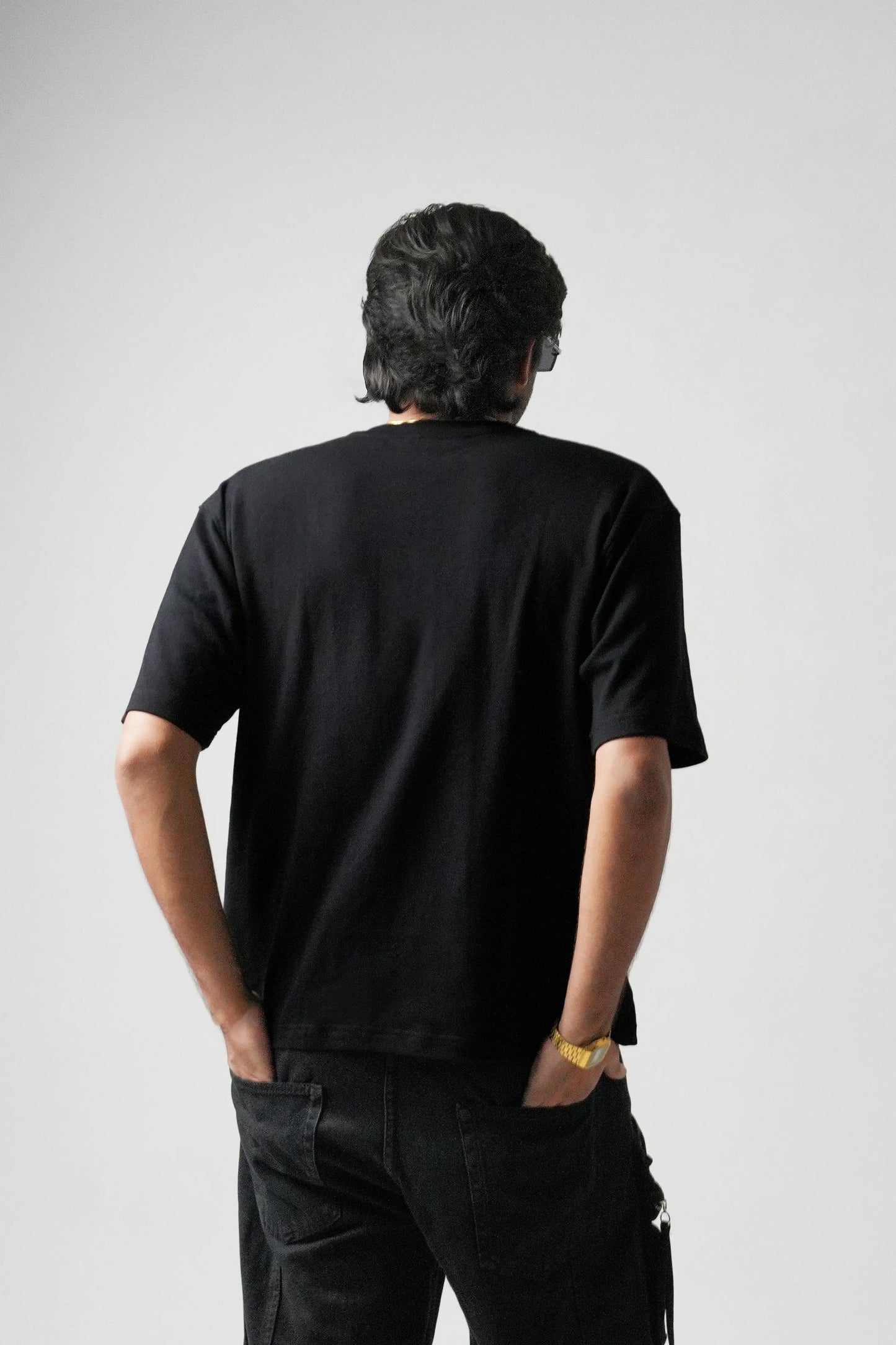 Black oversized printed T shirt