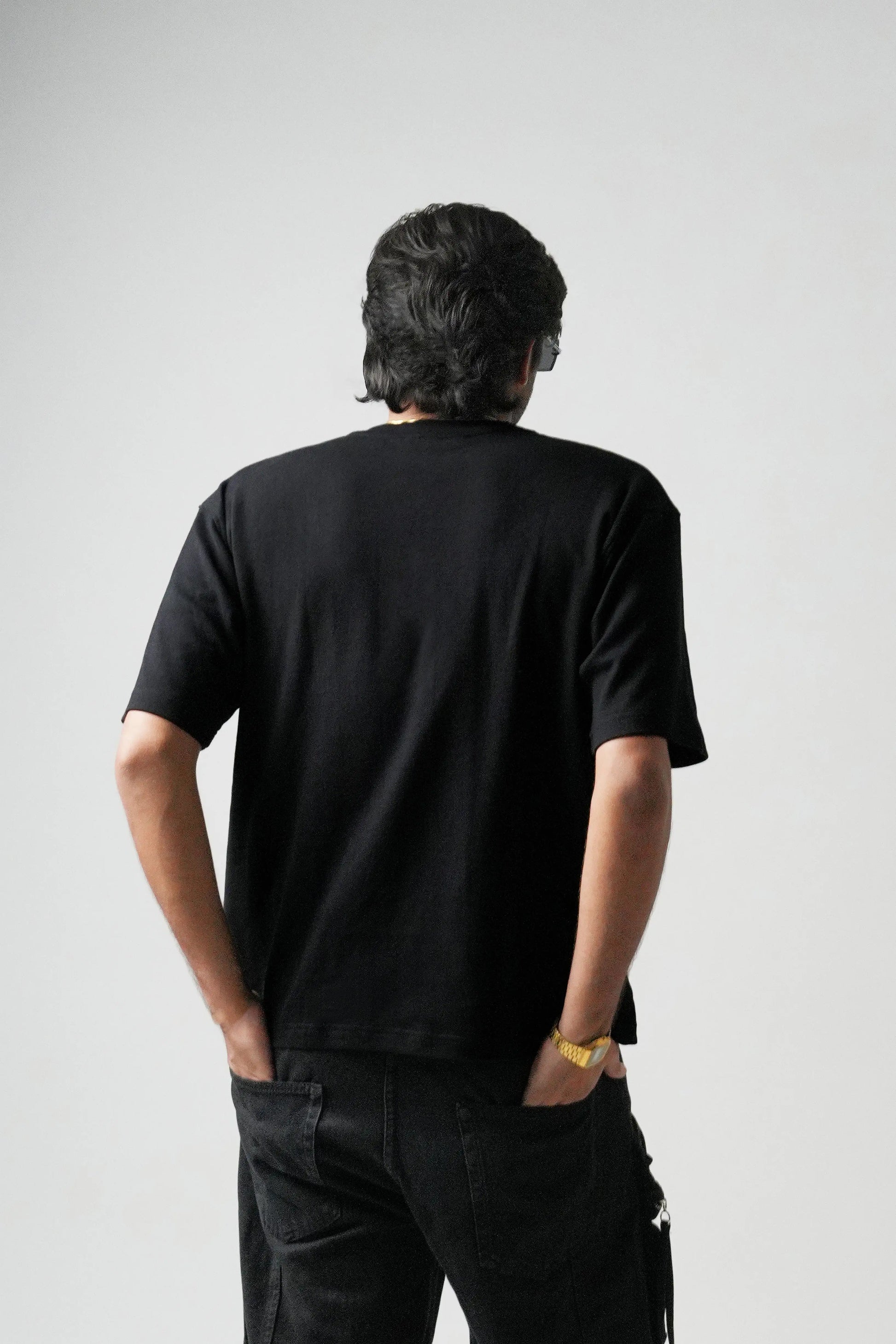 Black oversized printed T shirt