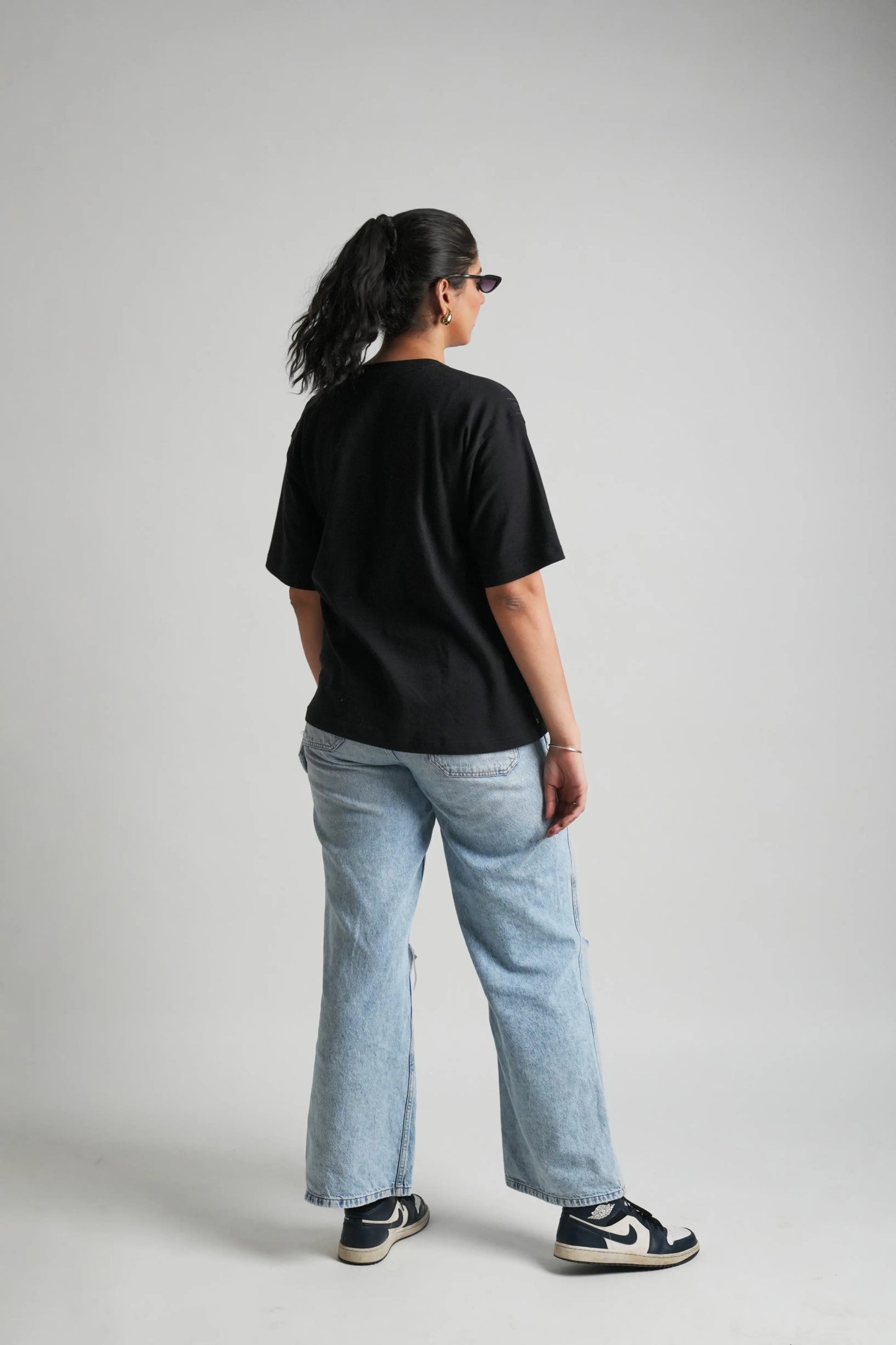 Black oversized printed T shirt