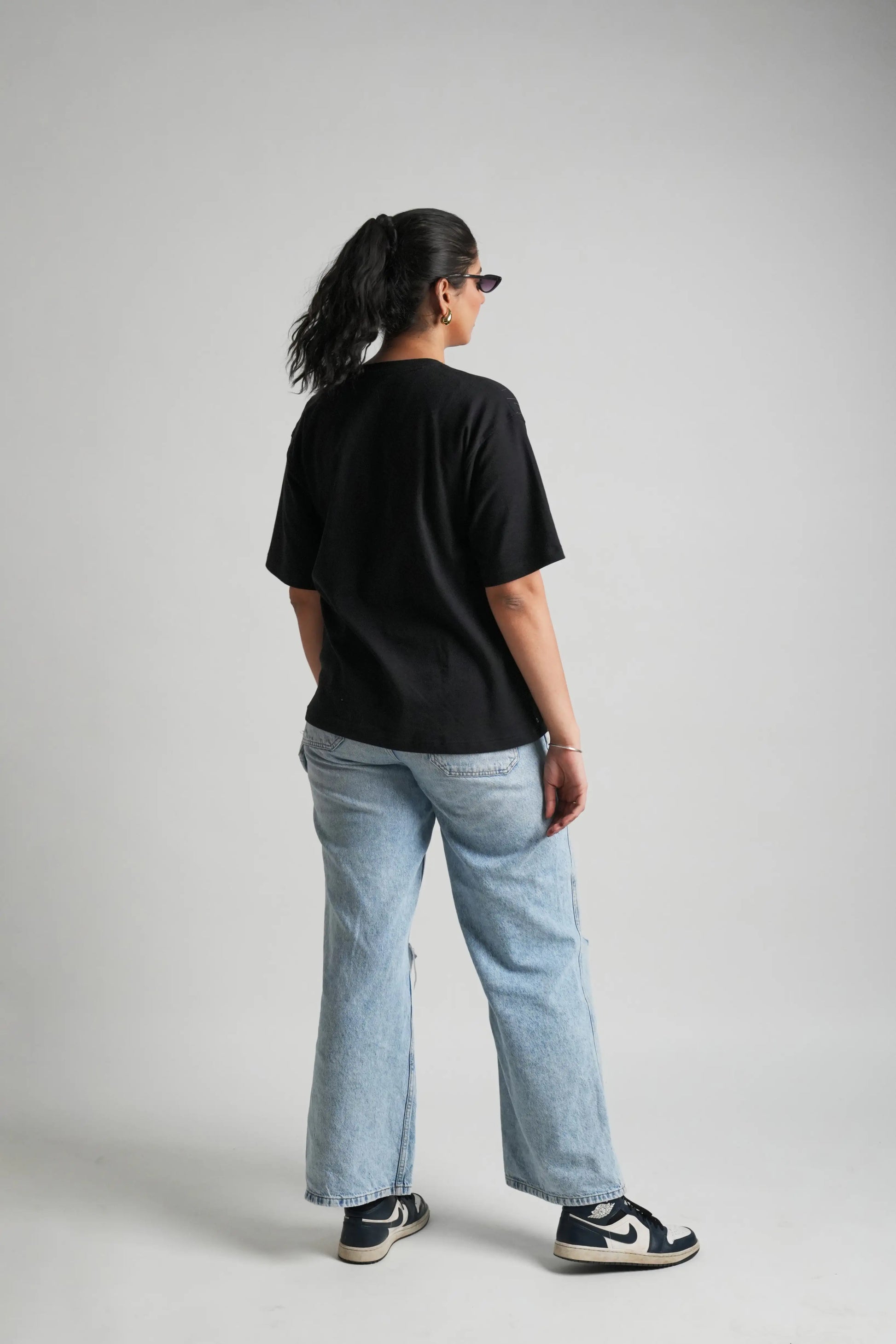 Black oversized printed T shirt