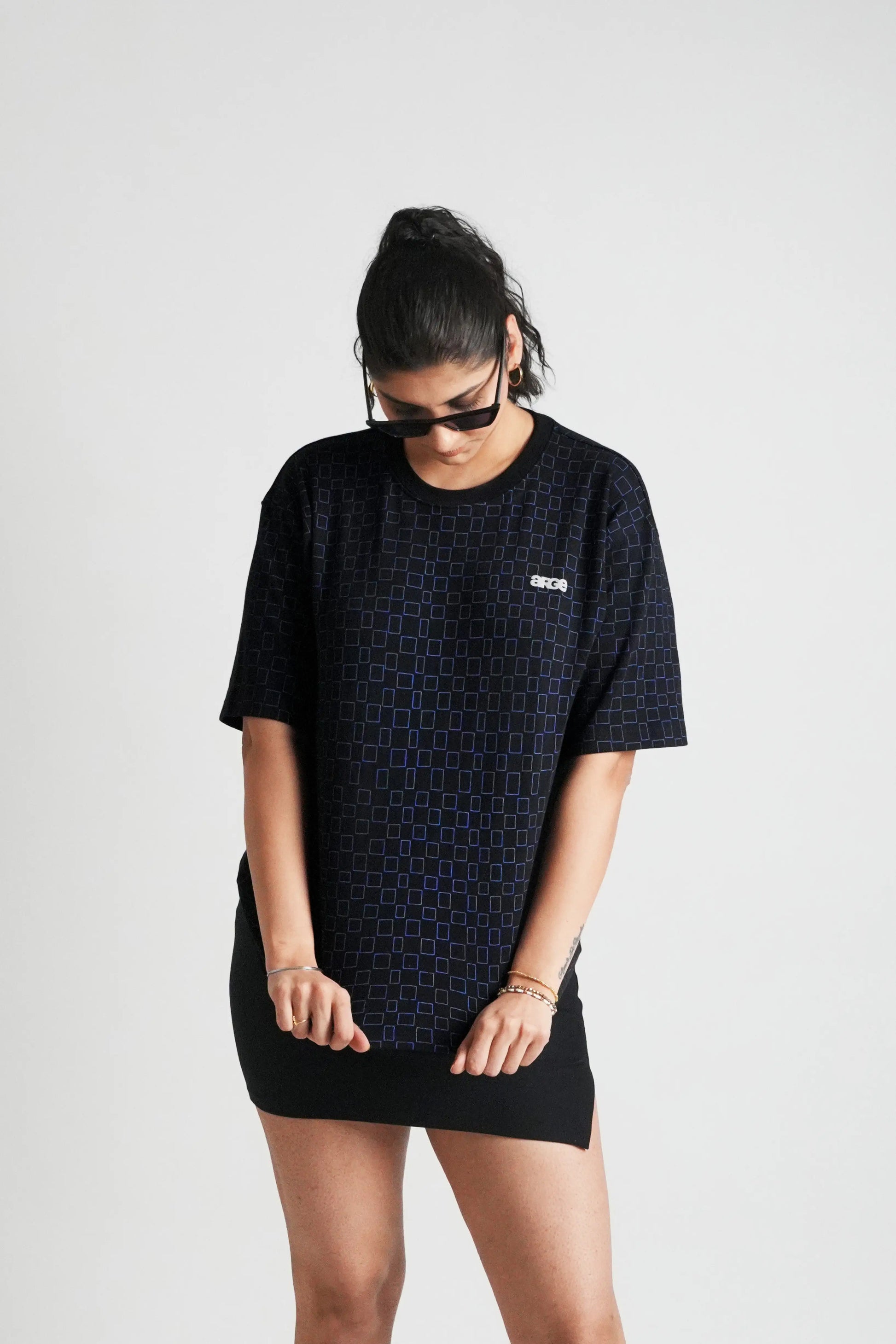 Black oversized printed T shirt