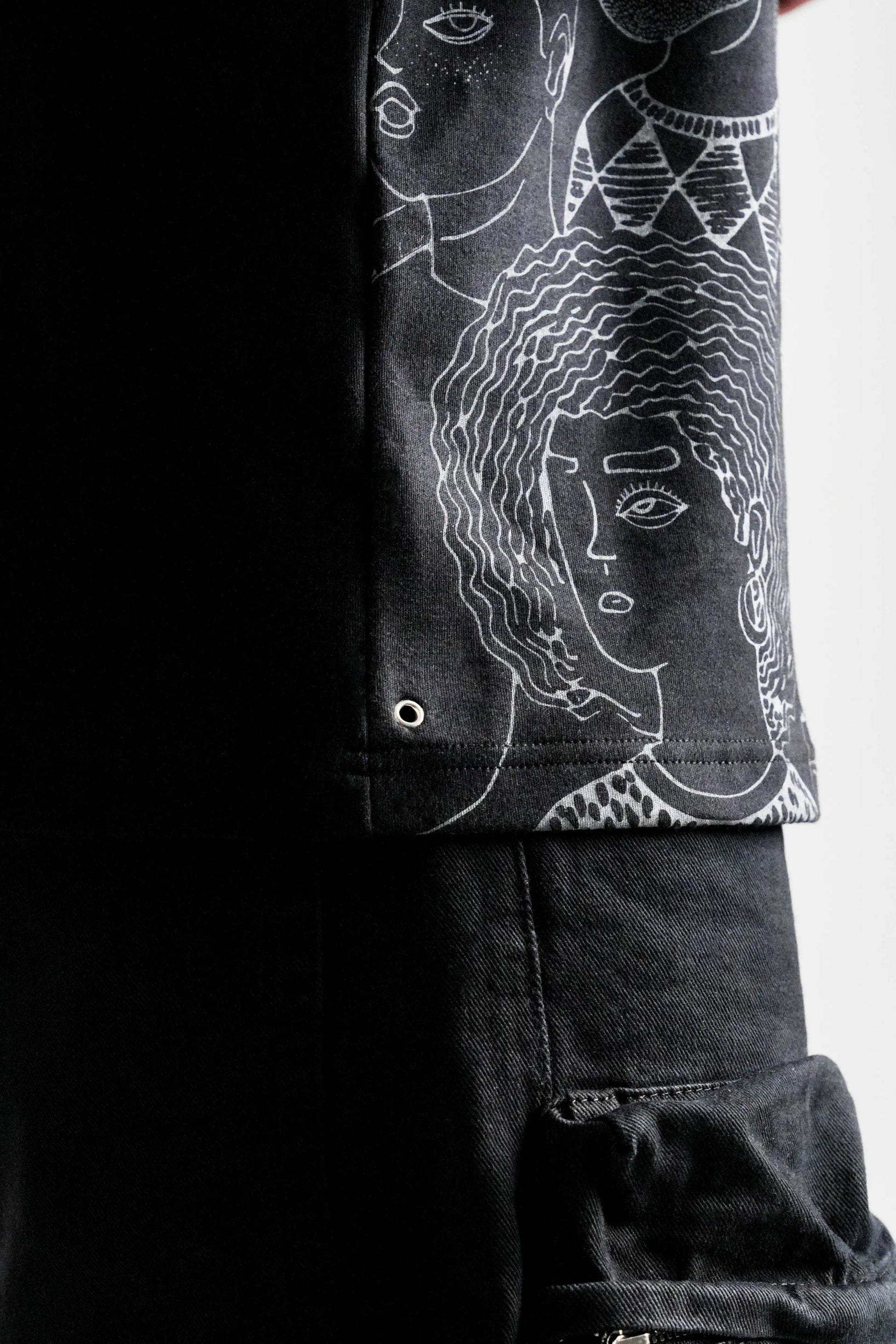 Black oversized printed T shirt