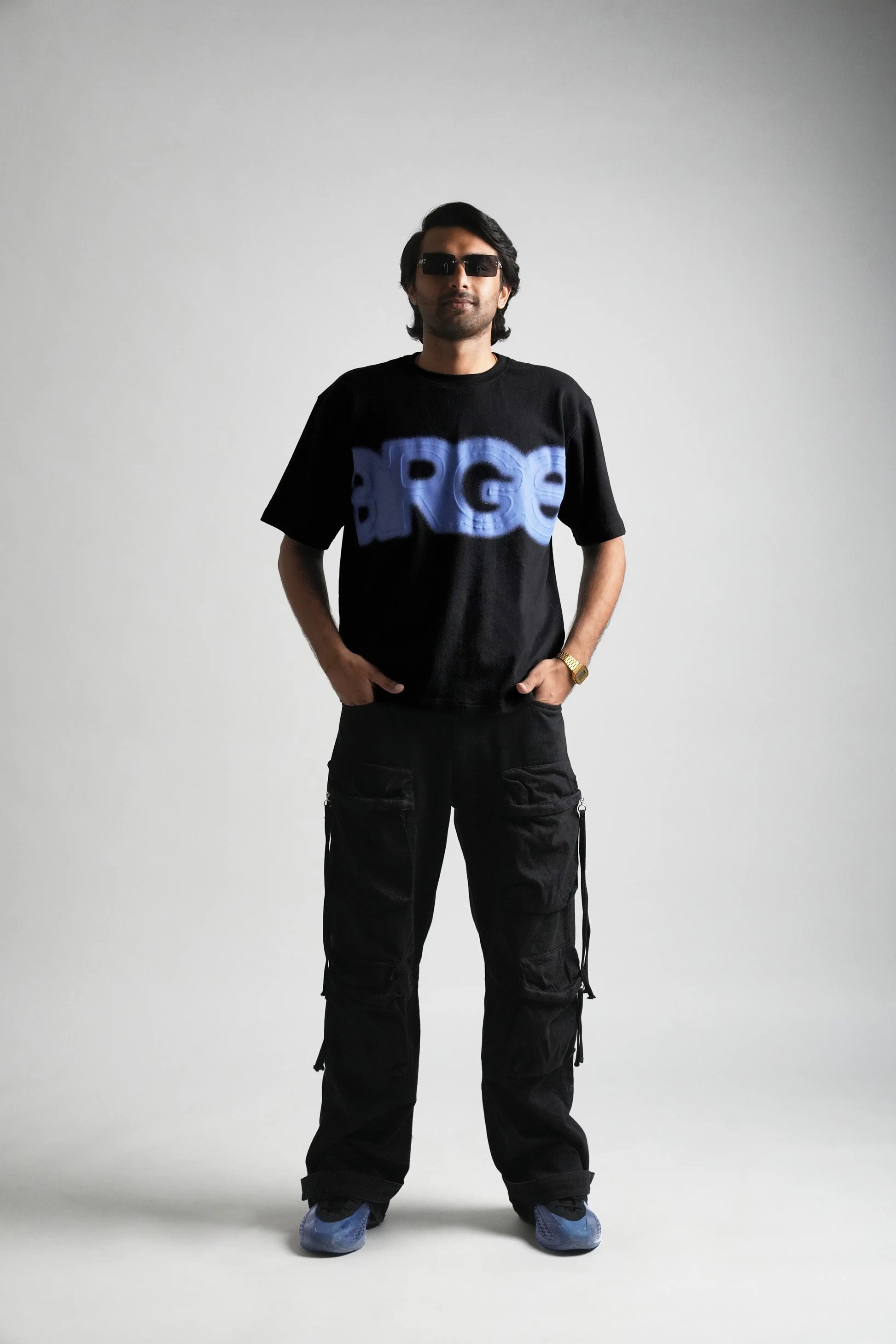 Black oversized printed T shirt