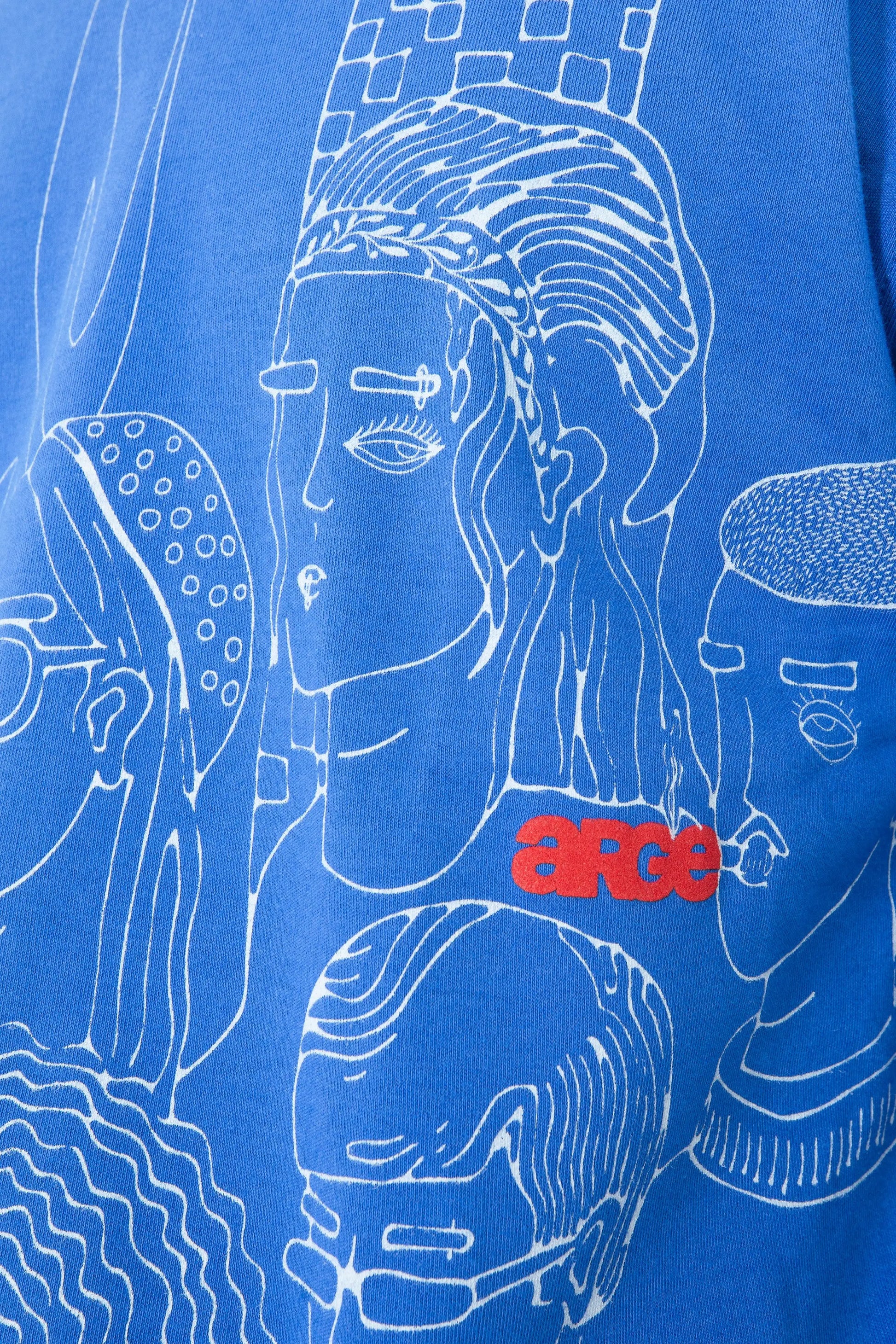 Blue oversized printed T shirt