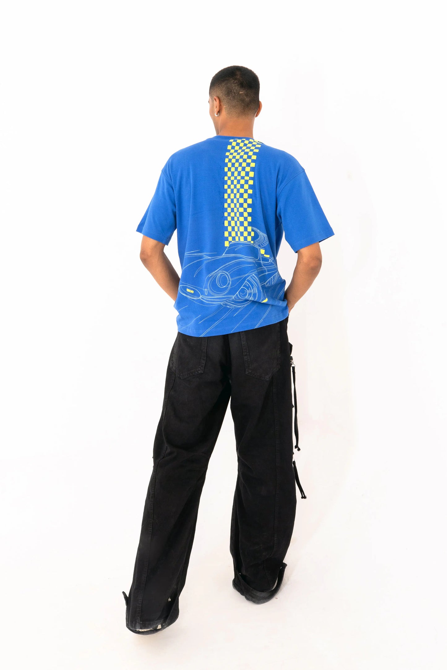 Blue oversized printed T shirt