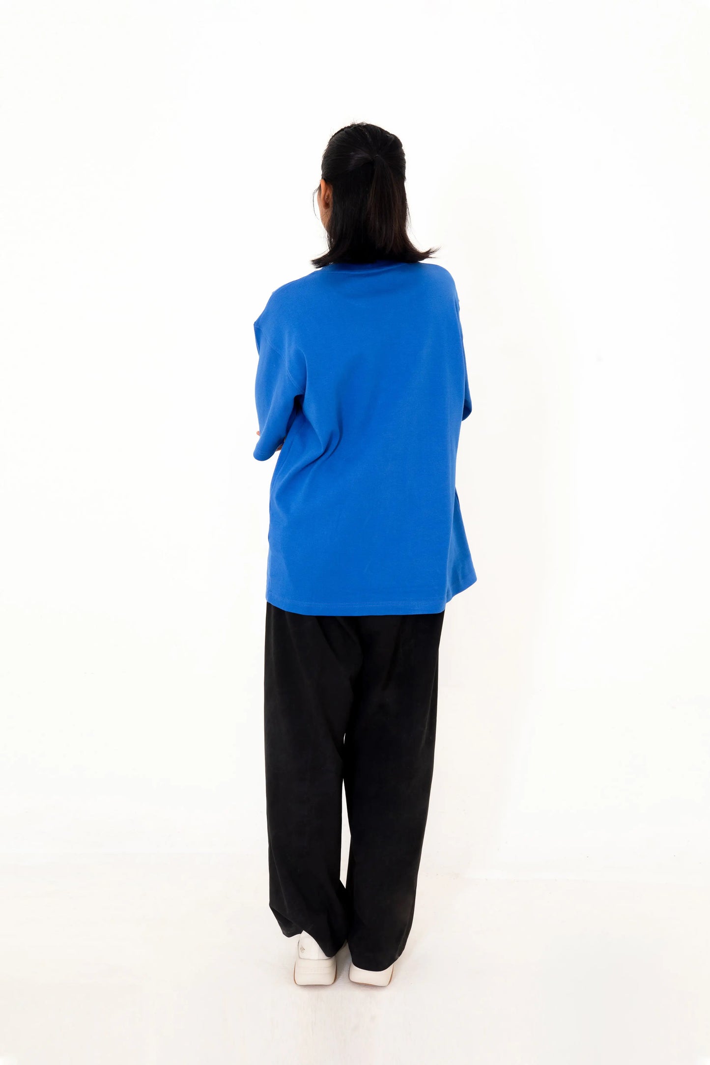 Blue oversized printed T shirt