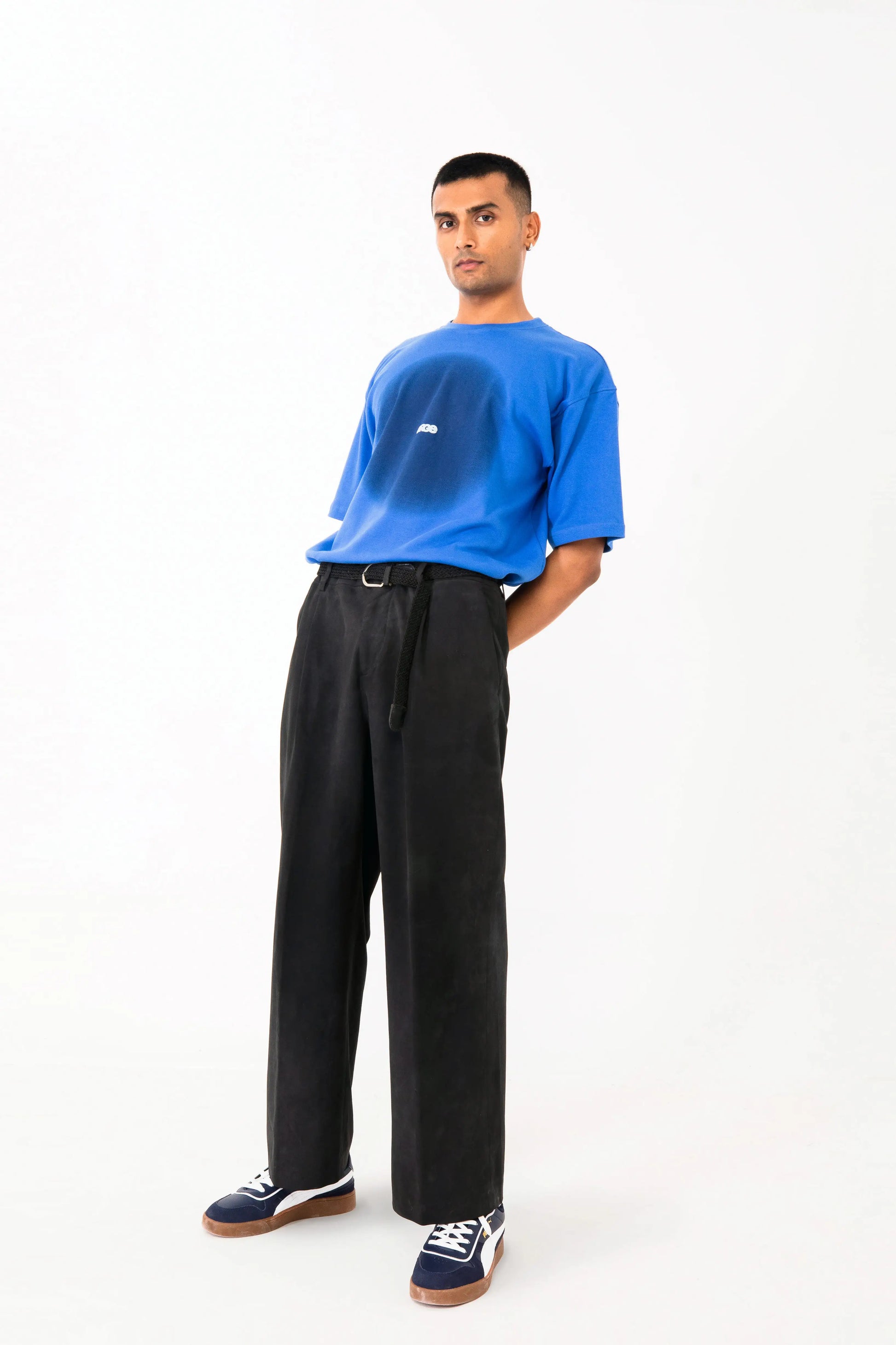 Blue oversized printed T shirt