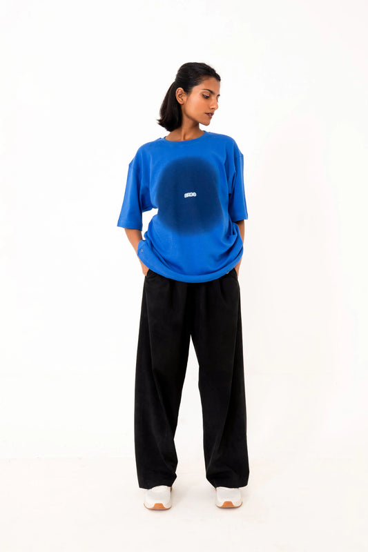 Blue oversized printed T shirt