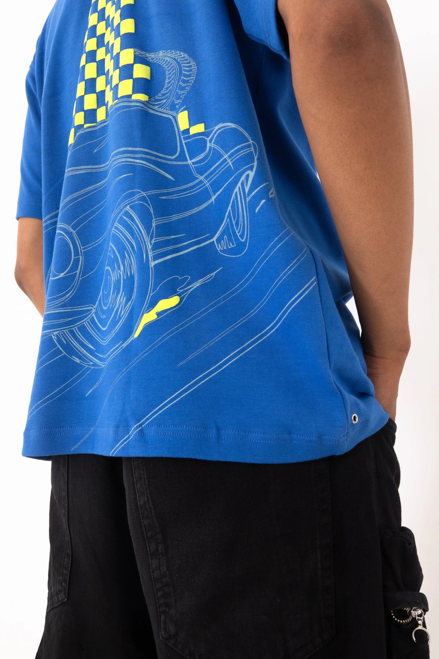 Blue oversized printed T shirt