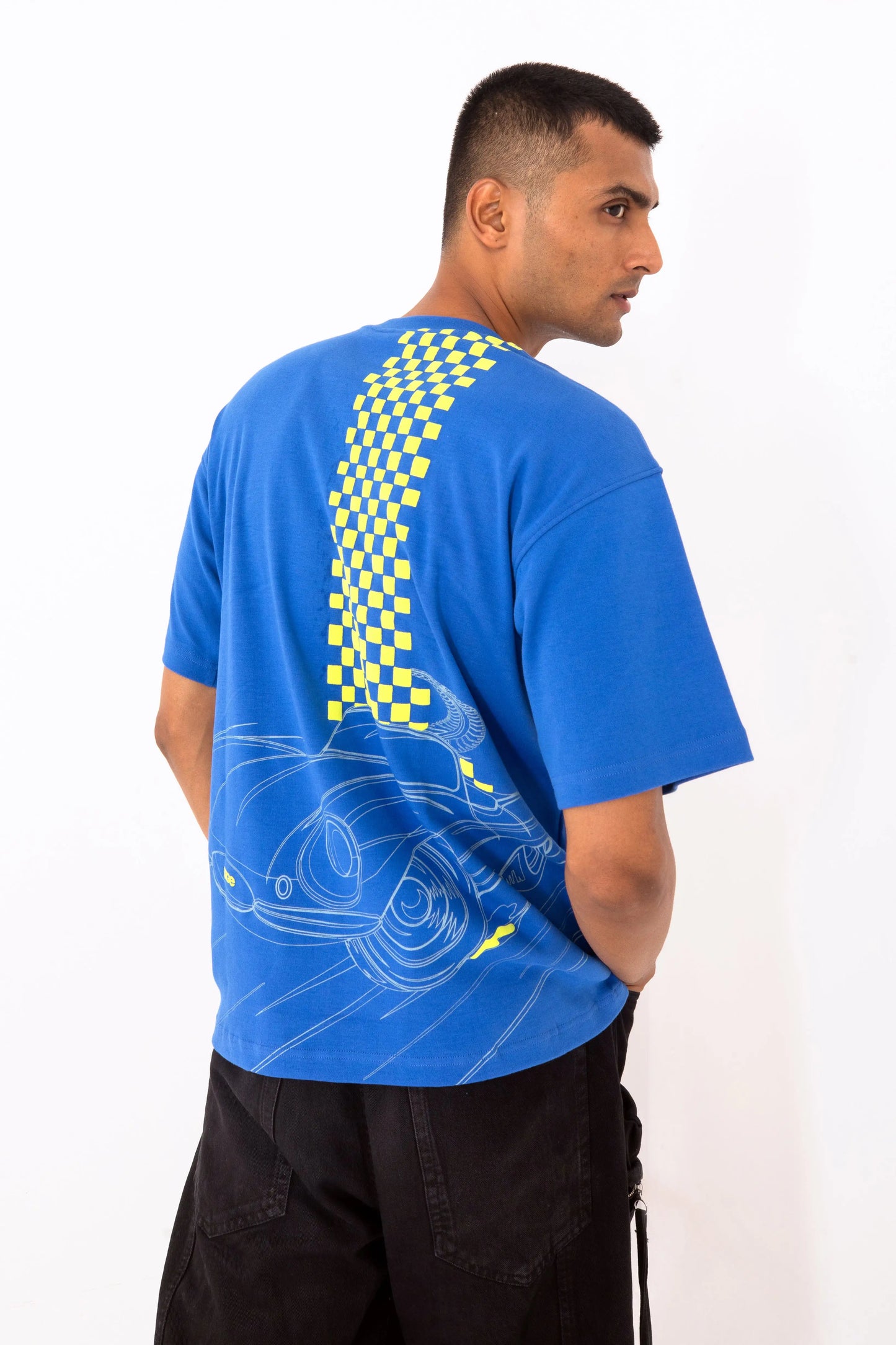Blue oversized printed T shirt