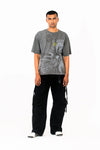 Grey oversized printed T shirt