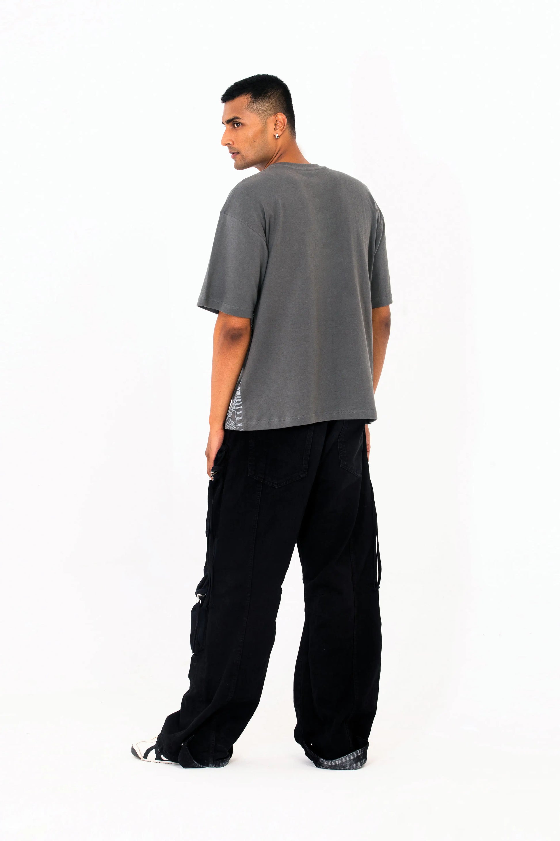 Grey oversized printed T shirt