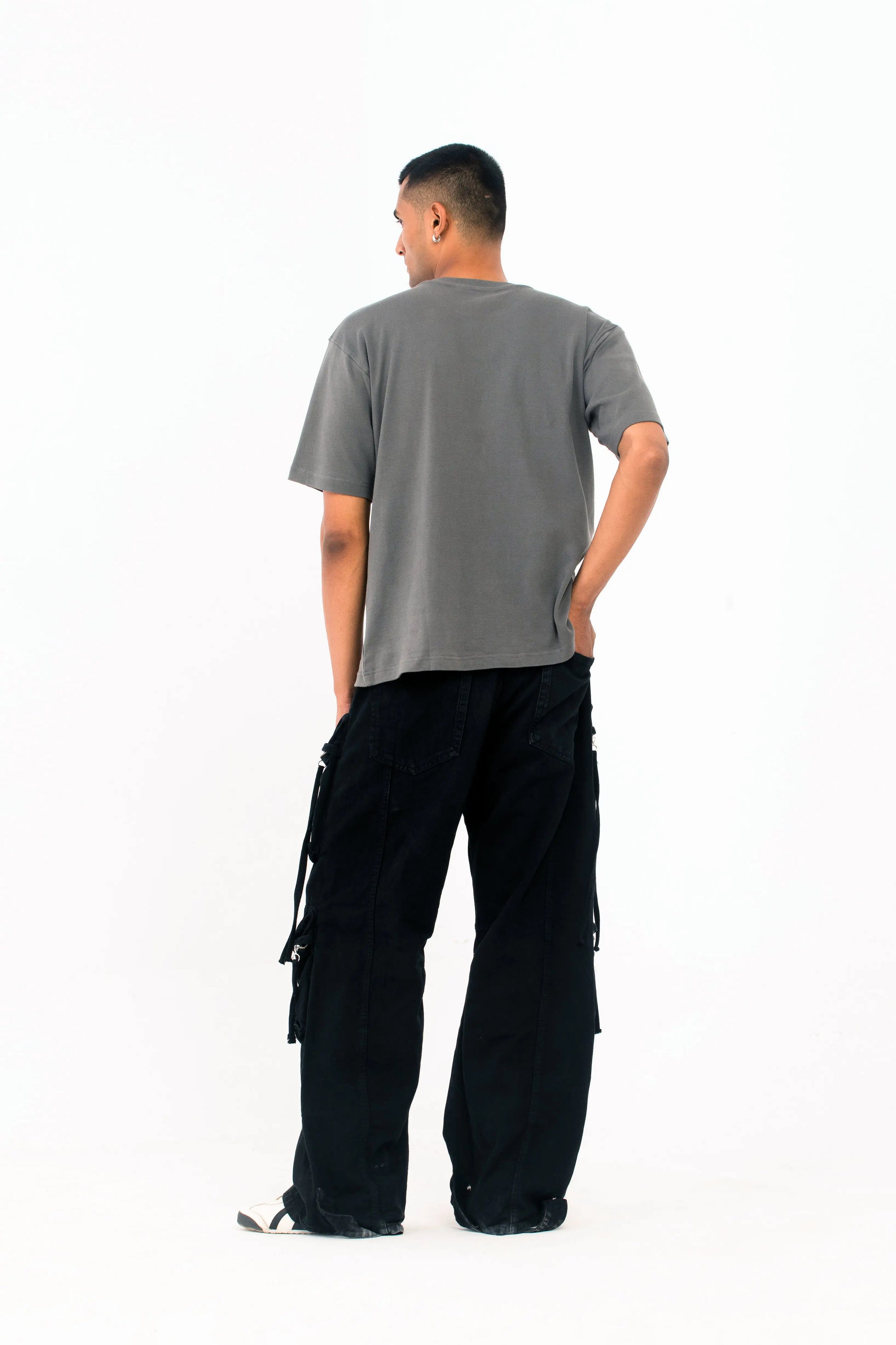 Grey oversized printed T shirt
