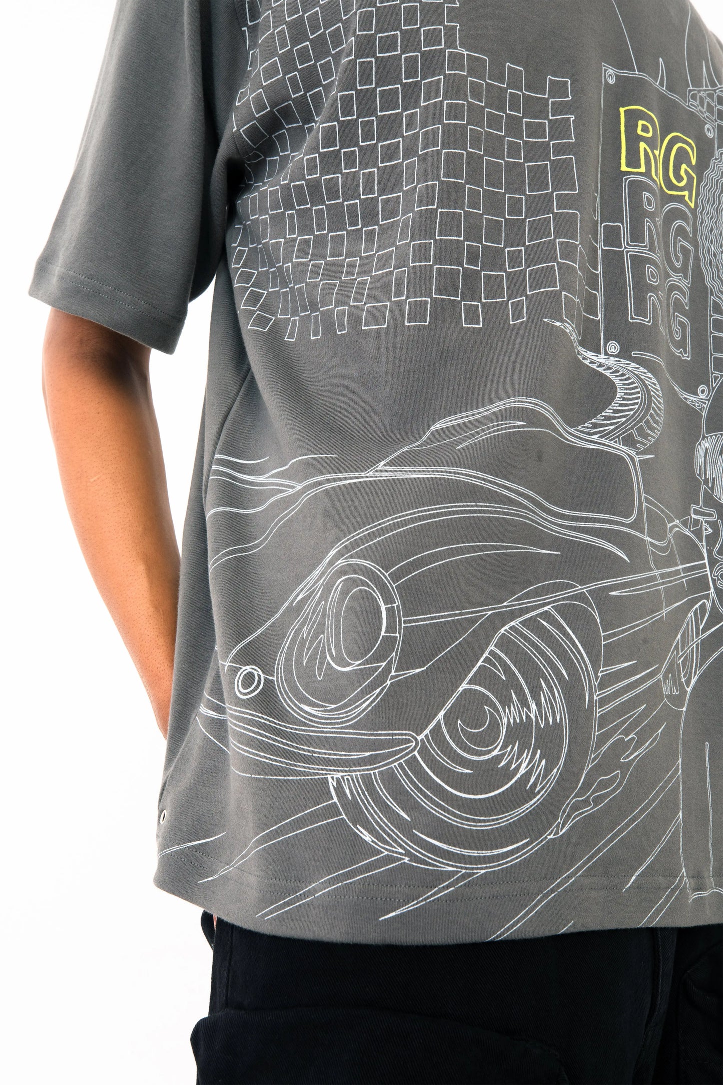 Grey oversized printed T shirt