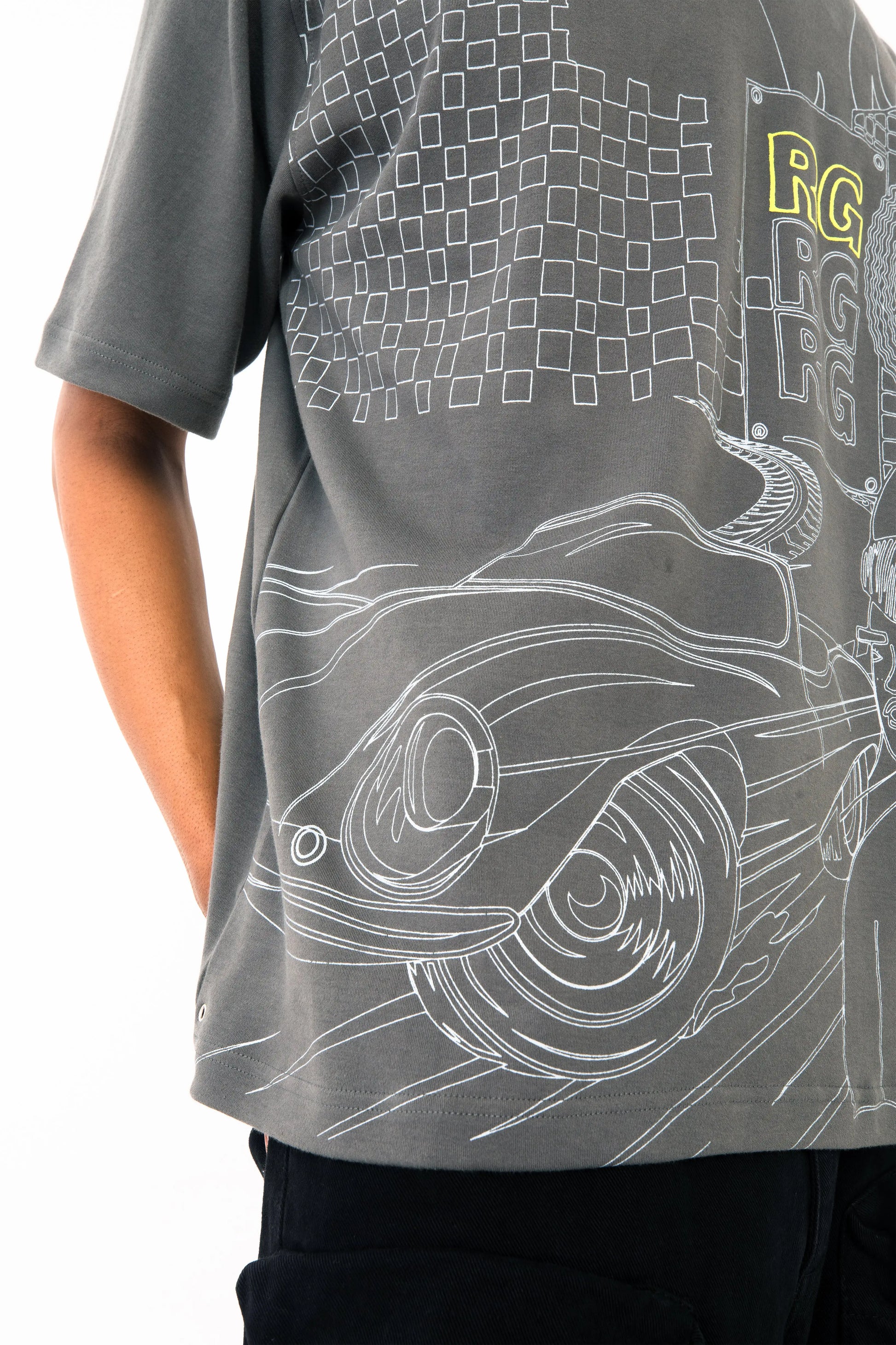 Grey oversized printed T shirt