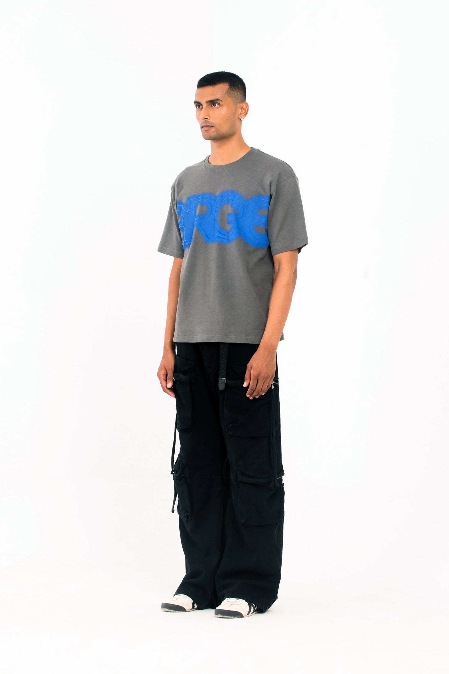 Grey oversized printed T shirt