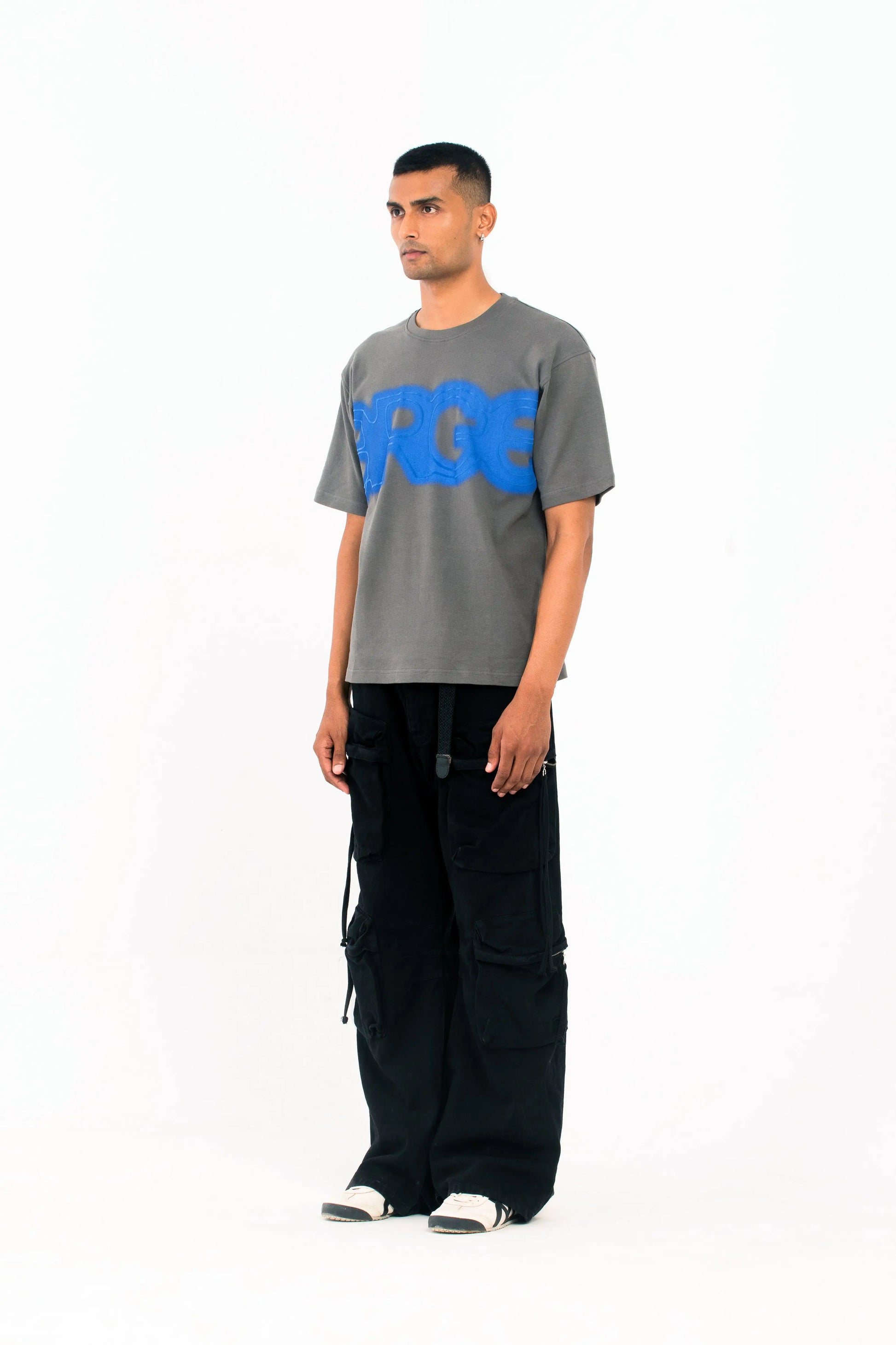Grey oversized printed T shirt