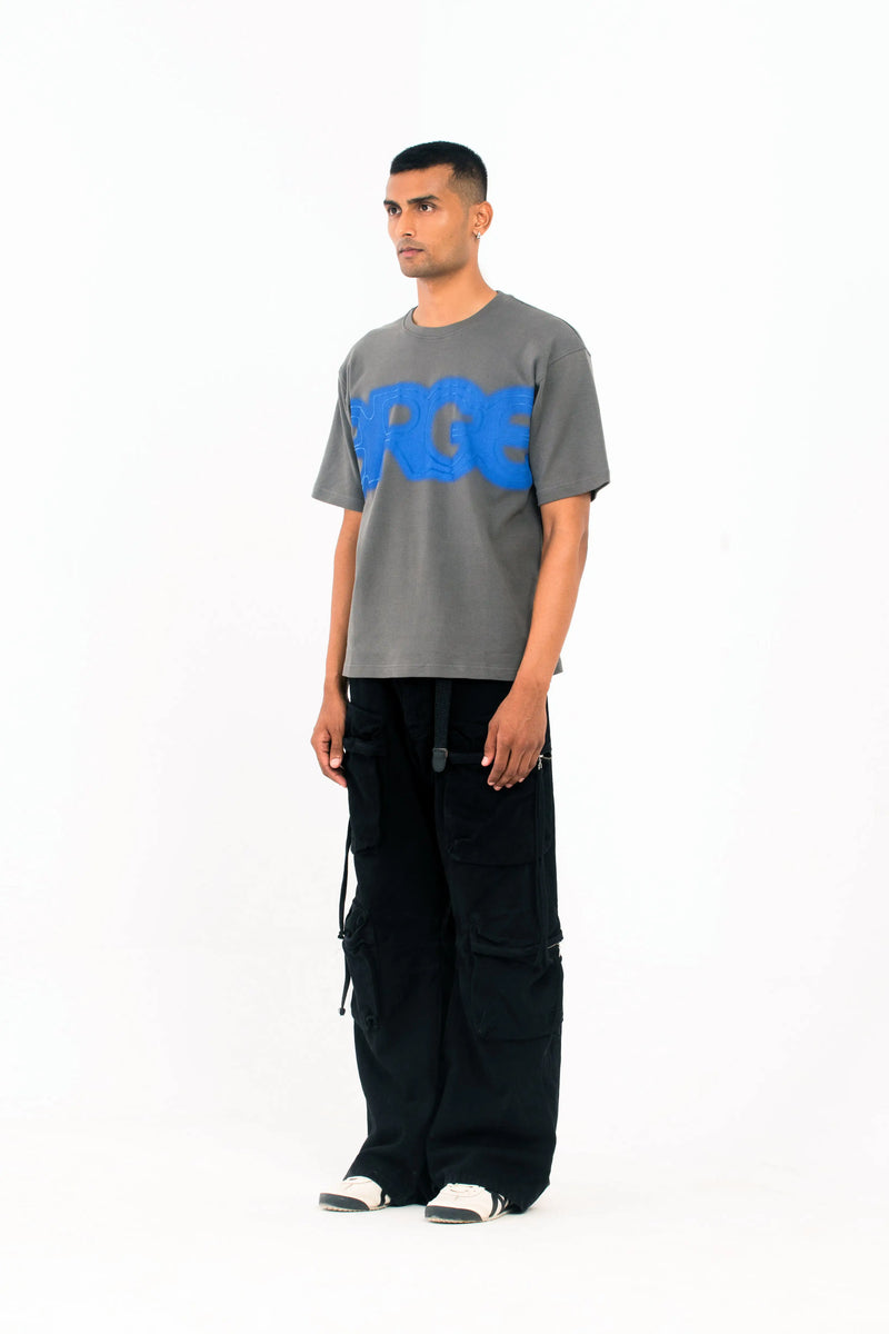 Grey oversized printed T shirt