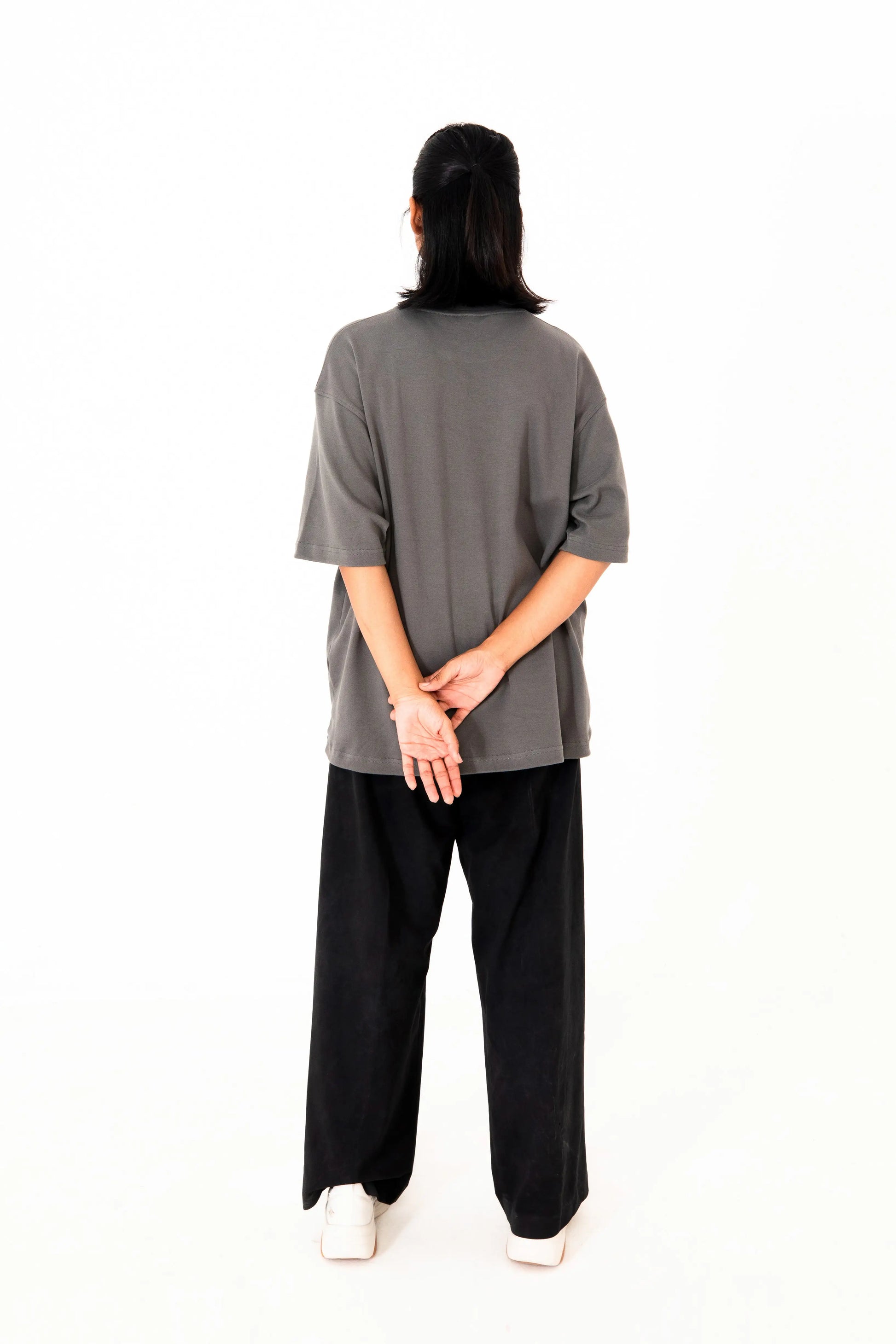 Grey oversized printed T shirt