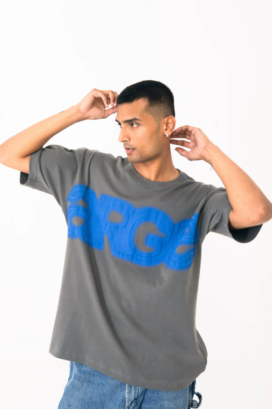 Grey oversized printed T shirt