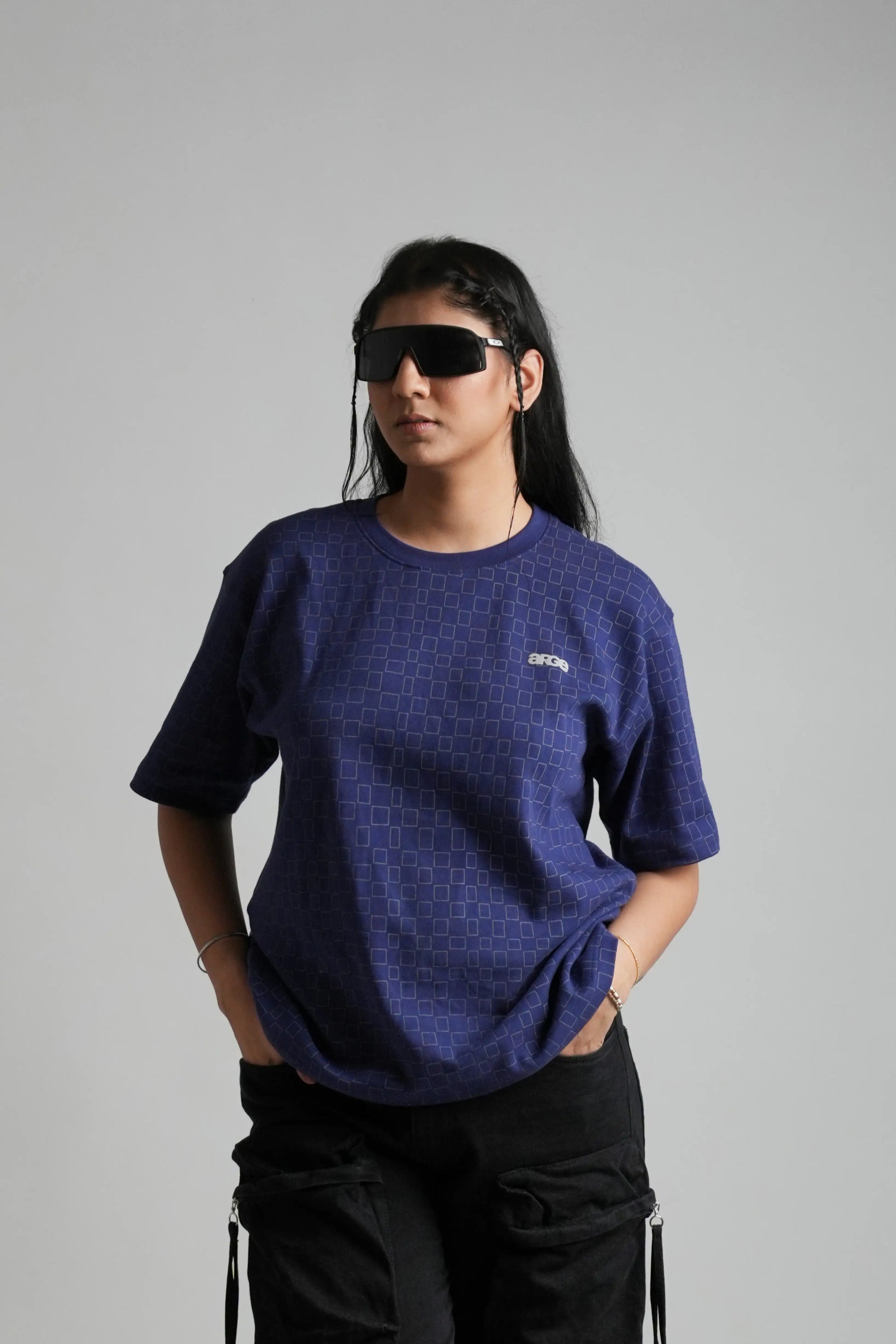 Navy Printed Oversized T shirt