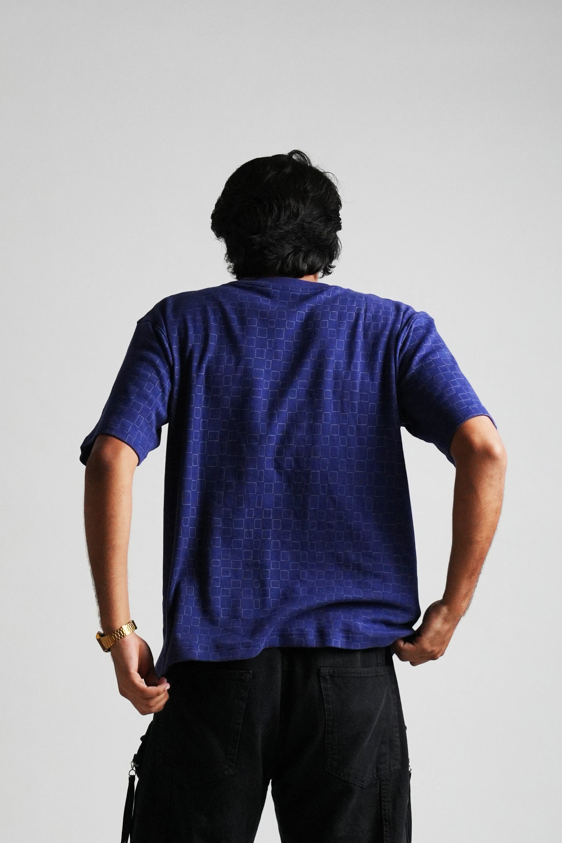 Navy oversized printed T shirt