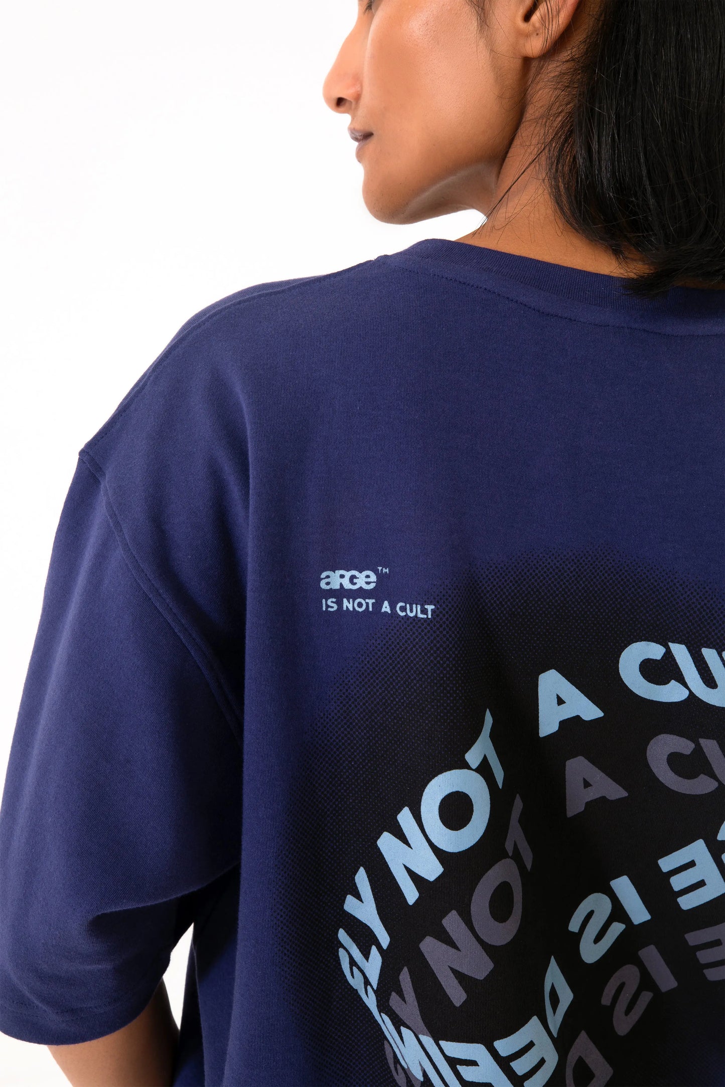 Navy oversized printed T shirt