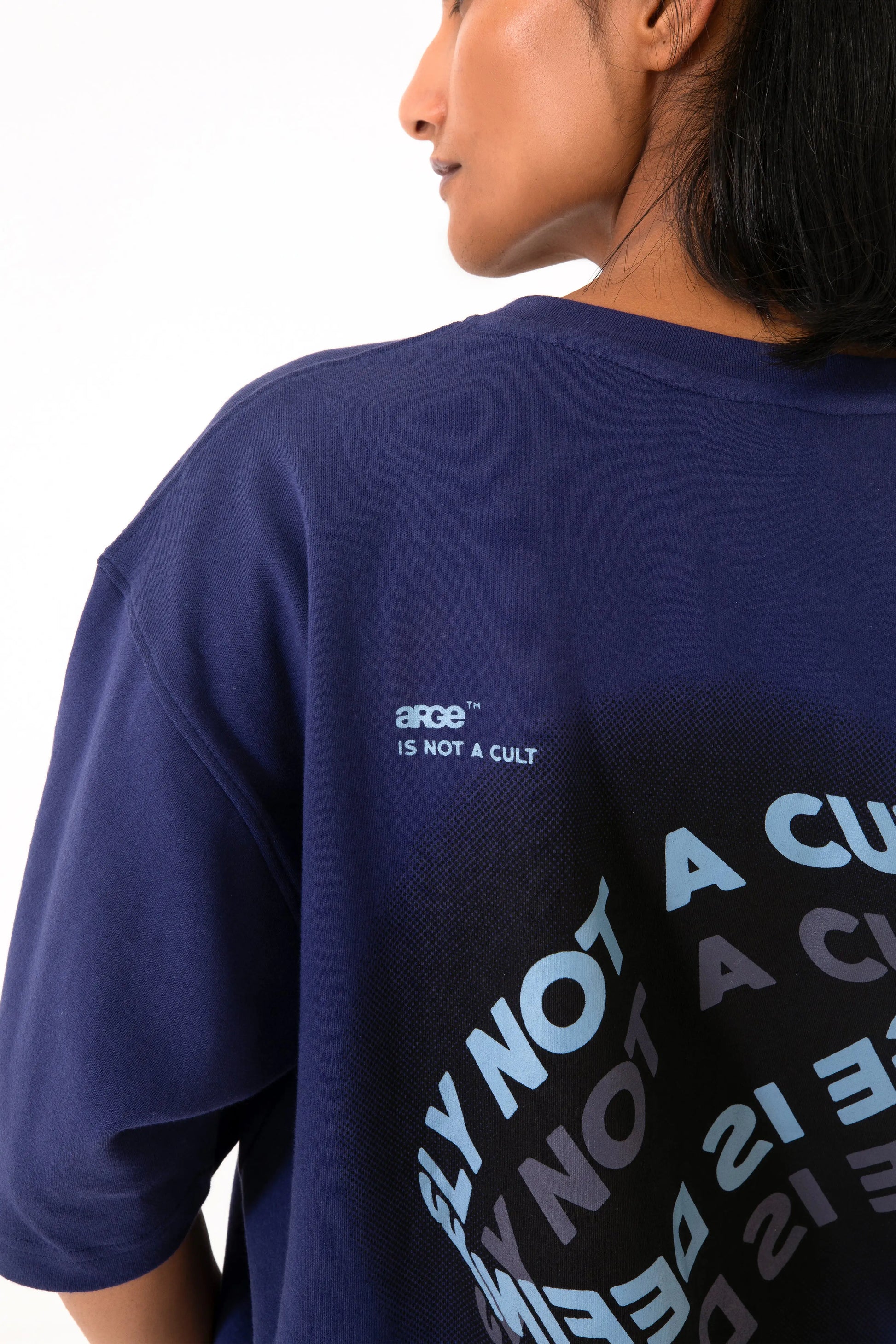 Navy oversized printed T shirt