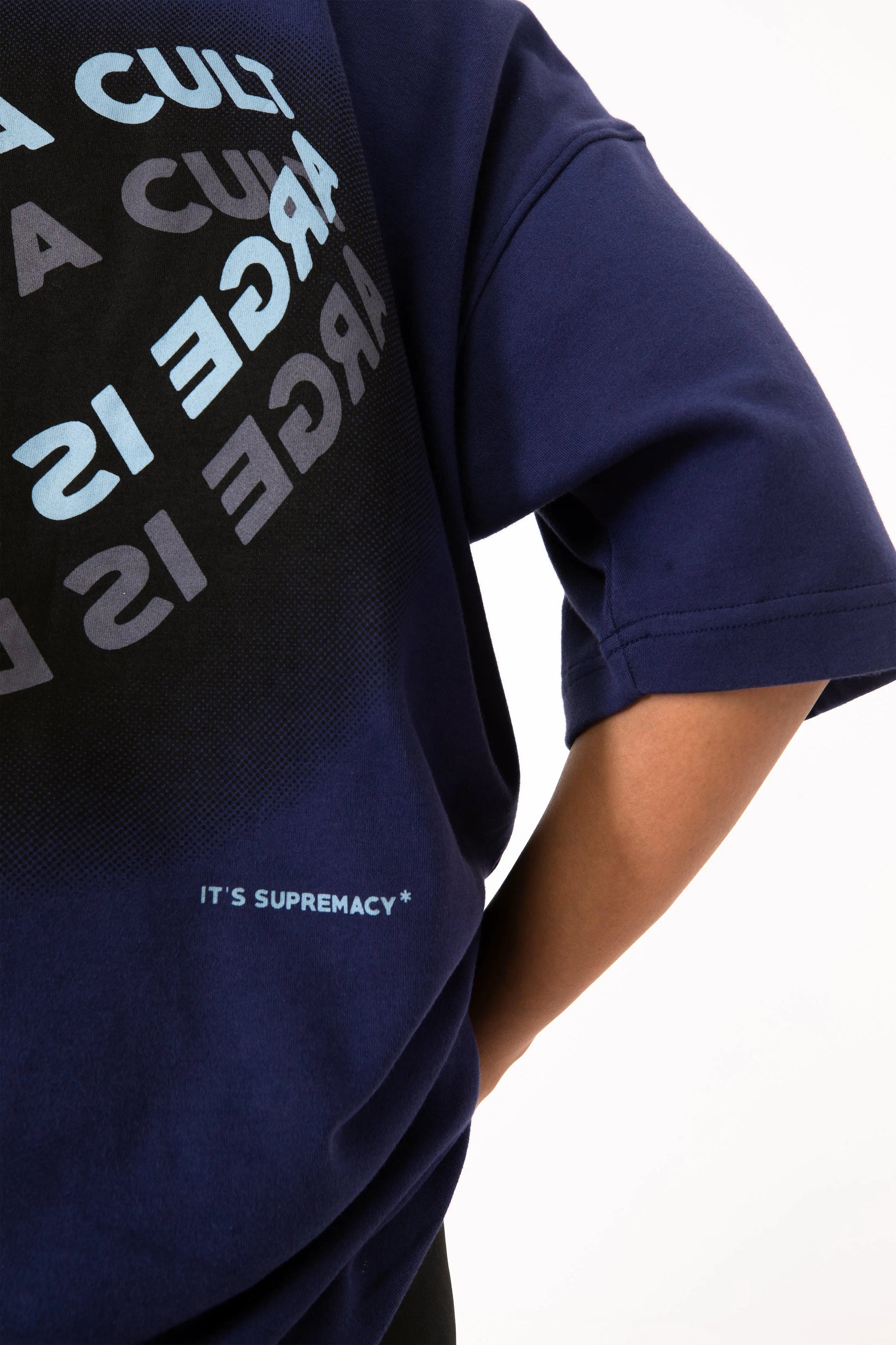 Navy oversized printed T shirt