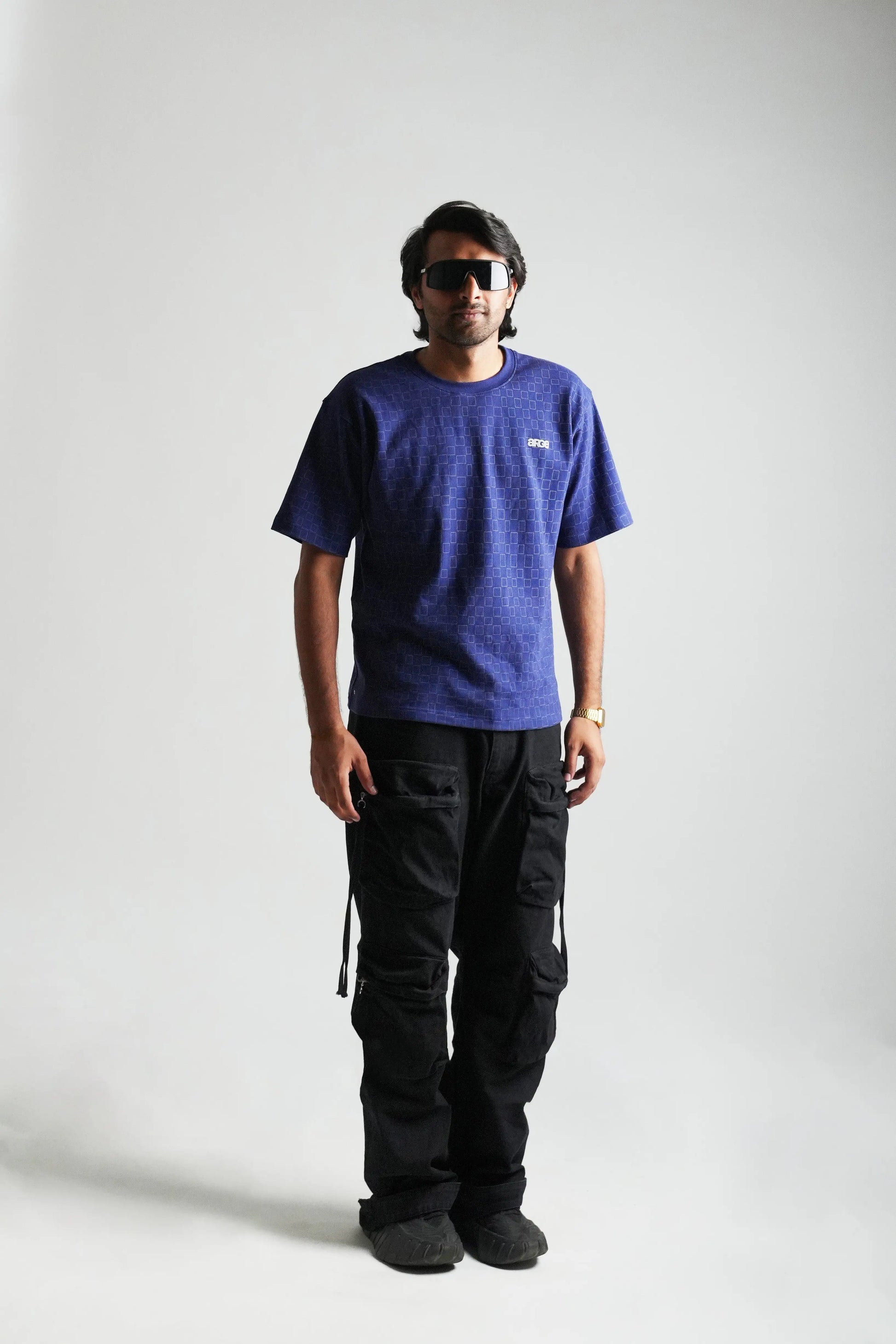 Navy oversized printed T shirt