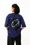 Navy oversized printed T shirt
