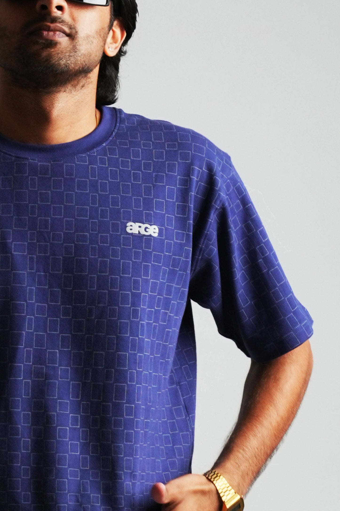 Navy oversized printed T shirt