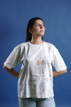White oversized printed T shirt