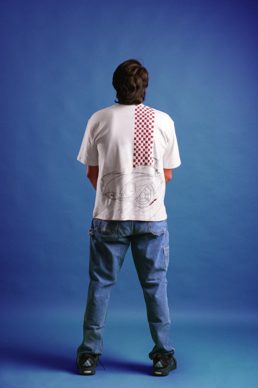 White oversized printed T shirt