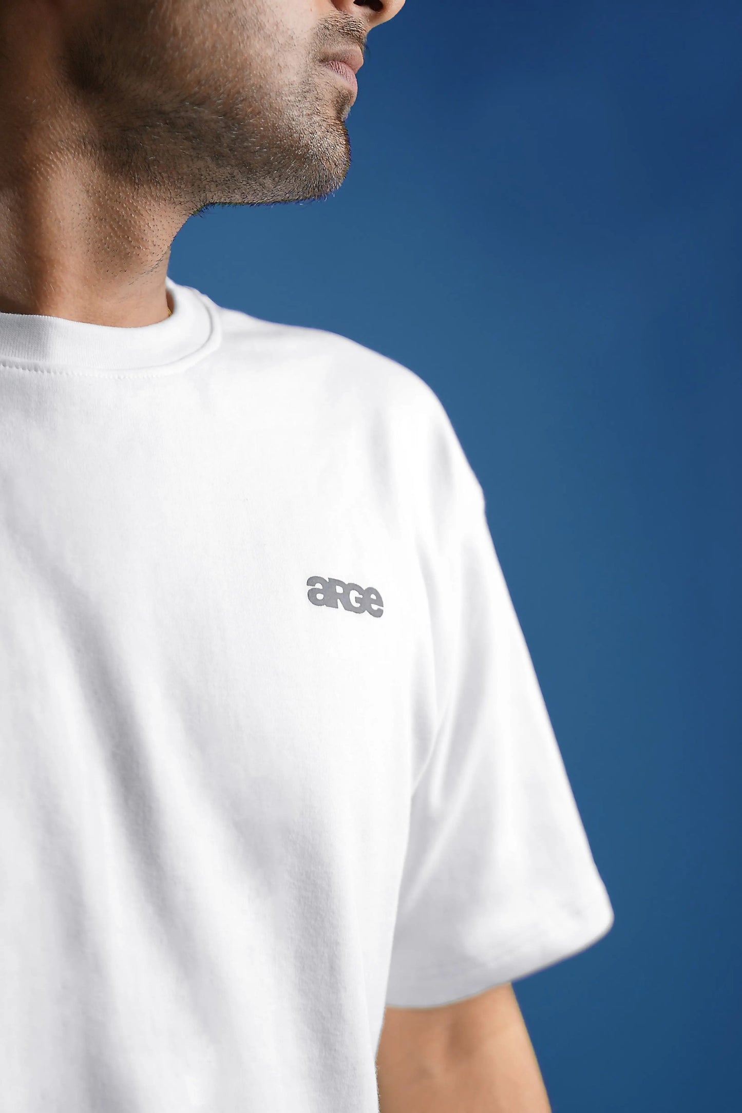 White oversized printed T shirt