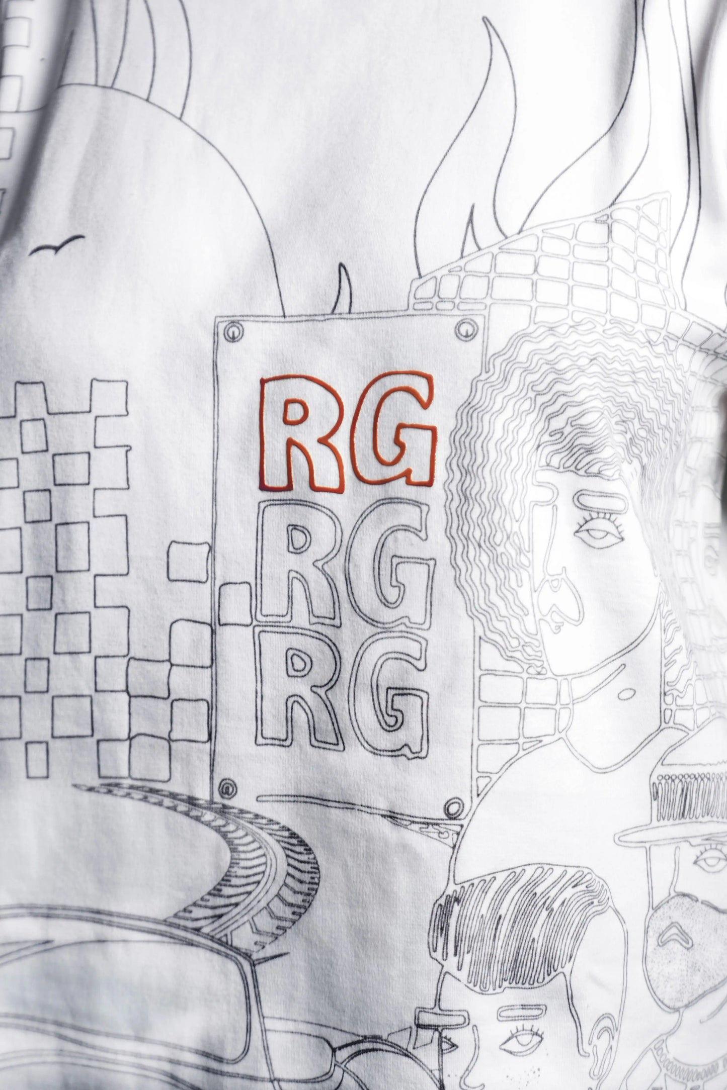 White oversized printed T shirt